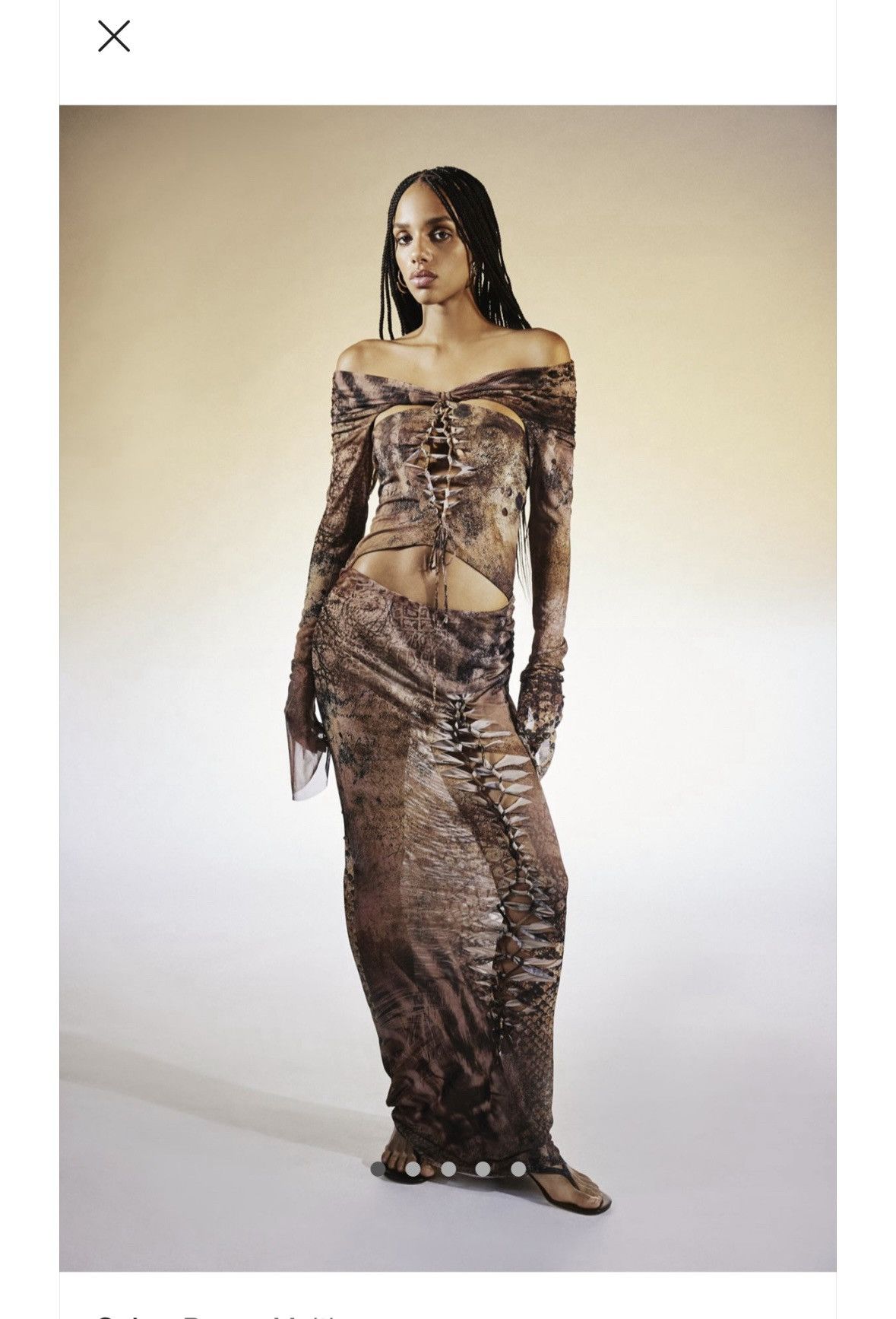 Jaded London Dahna Macramé Mesh Mexi Dress
