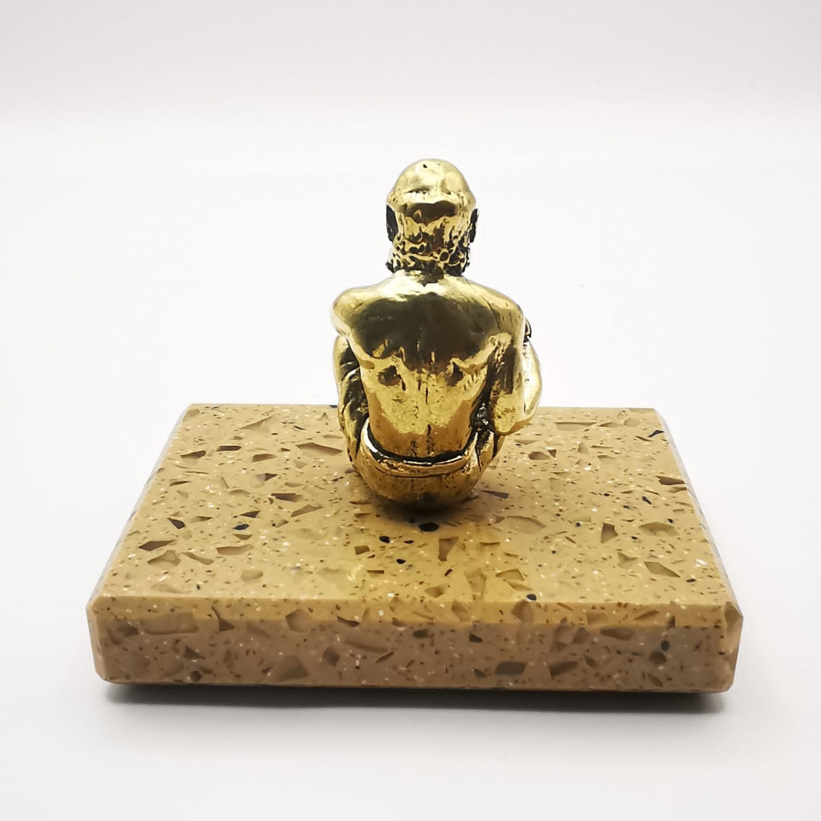 Vintage India 60s Vintage Bronze Marble Chic Artwork "Yoga" 110g Size ONE SIZE - 4 Thumbnail