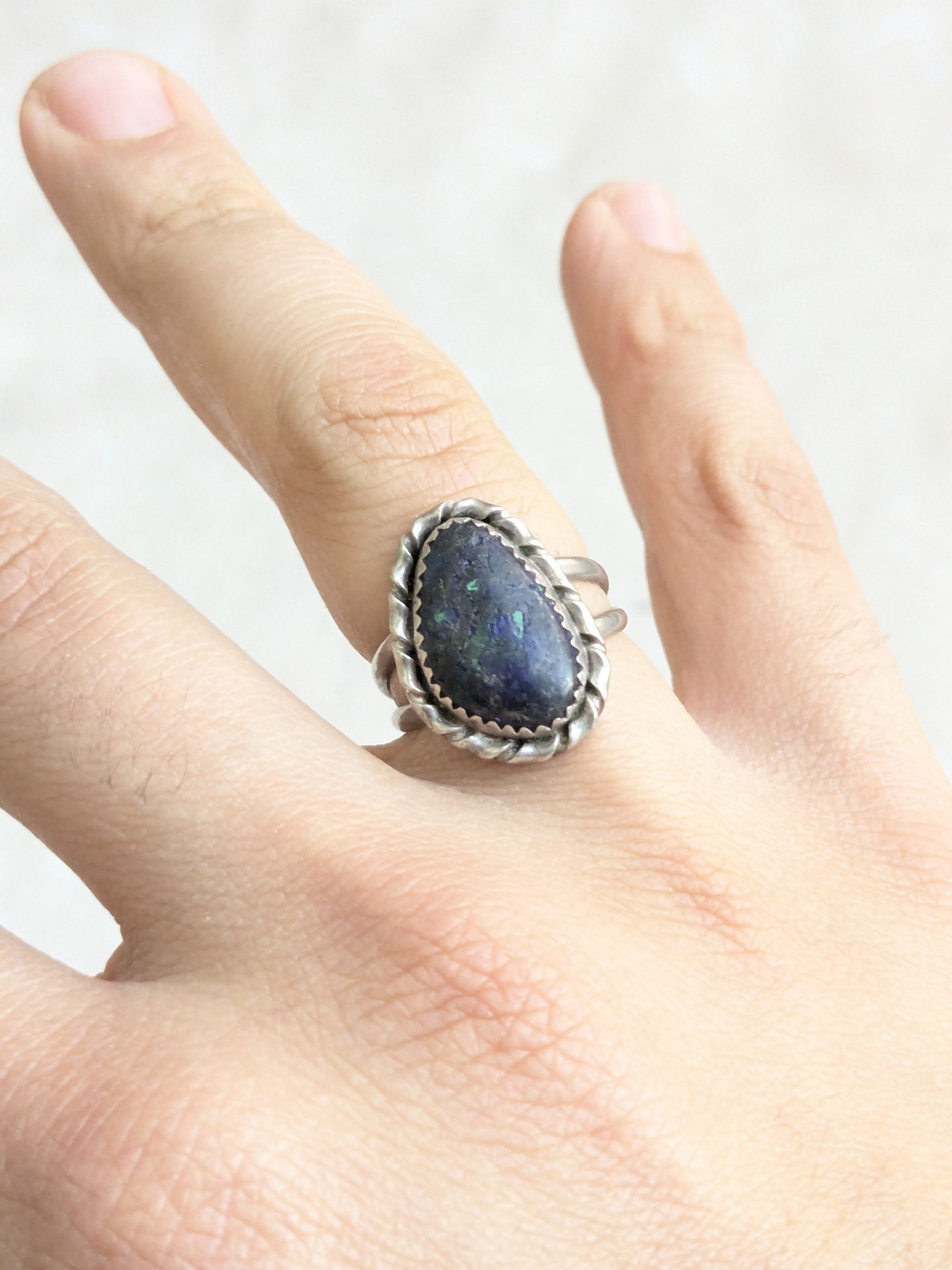 Sterling Silver Vintage Sterling Silver Ring Azurite 7.75 Native Southwest Size ONE SIZE - 9 Thumbnail