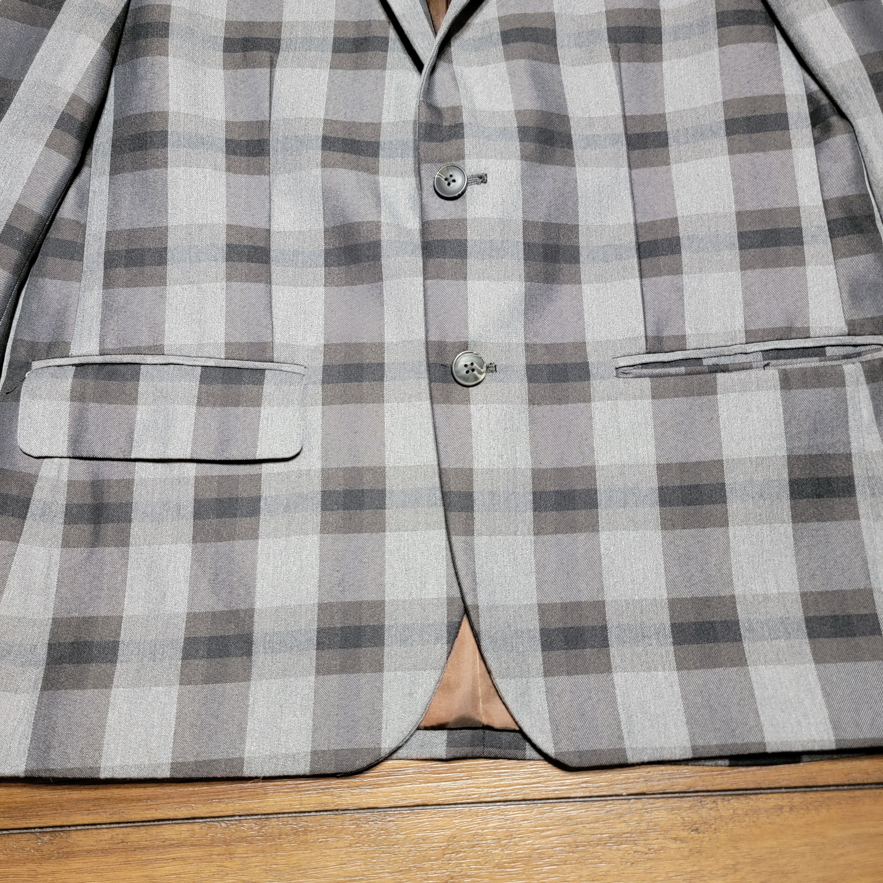 Haggar Haggar 2-Button Black & Grey Plaid Suit Blazer - Size 42R Size 42R - 2 Thumbnail