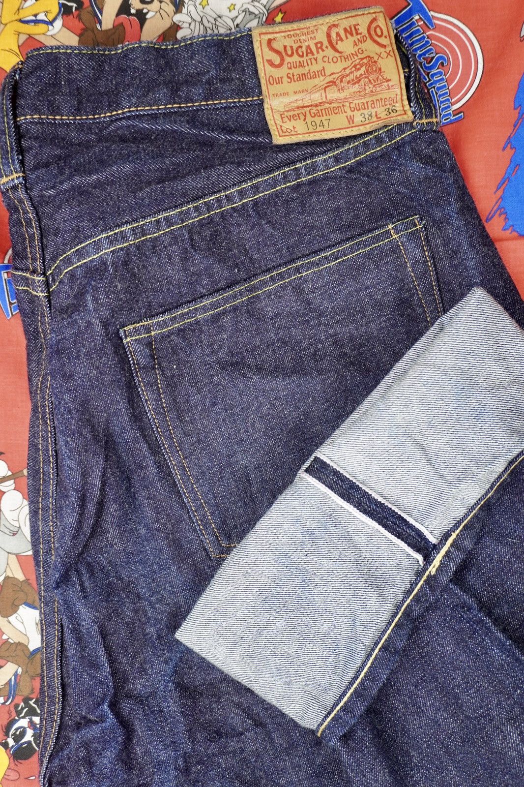 Japanese Brand × Sugar Cane × Toyo Enterprises Vintage SugarCane Lot 1947 Denim Jeans 14oz Redline Selvedge Size US 35 - 2 Thumbnail