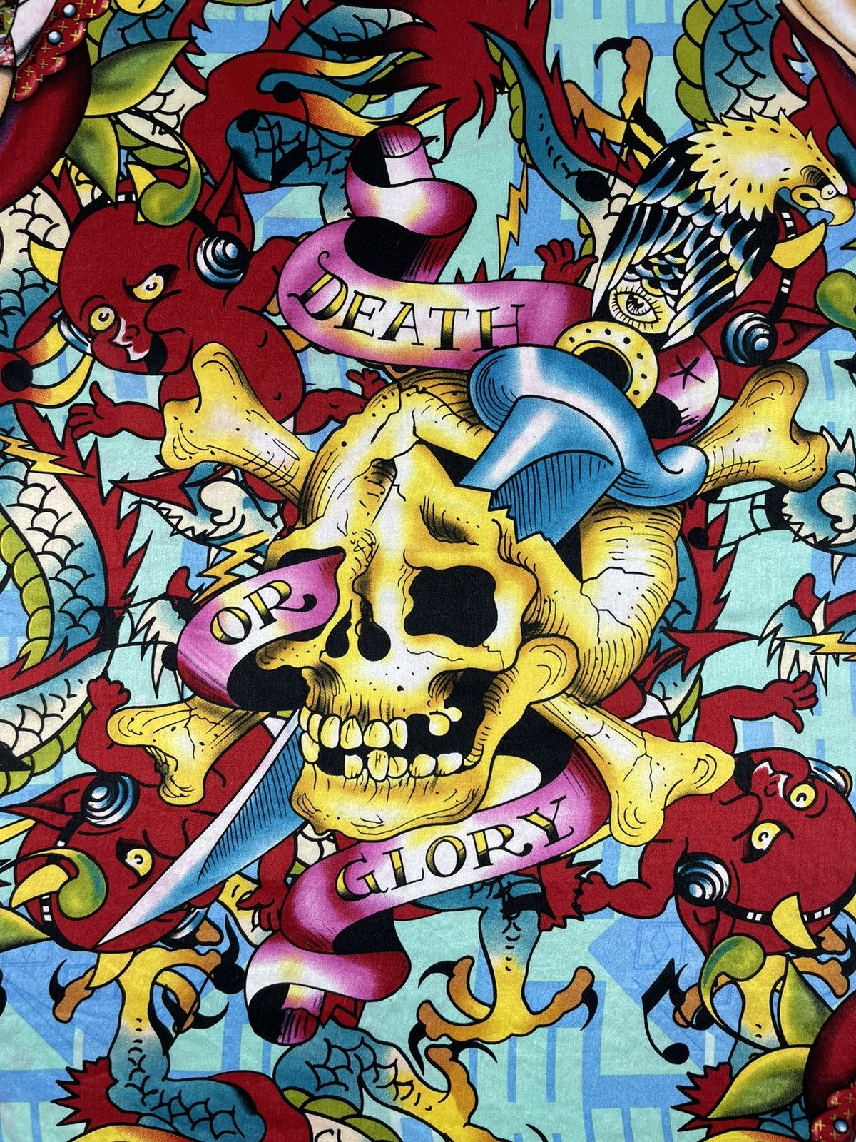 Ed Hardy Ed Hardy Christian Audigier Silk Scarf “Death or glory “ Size ONE SIZE - 2 Thumbnail