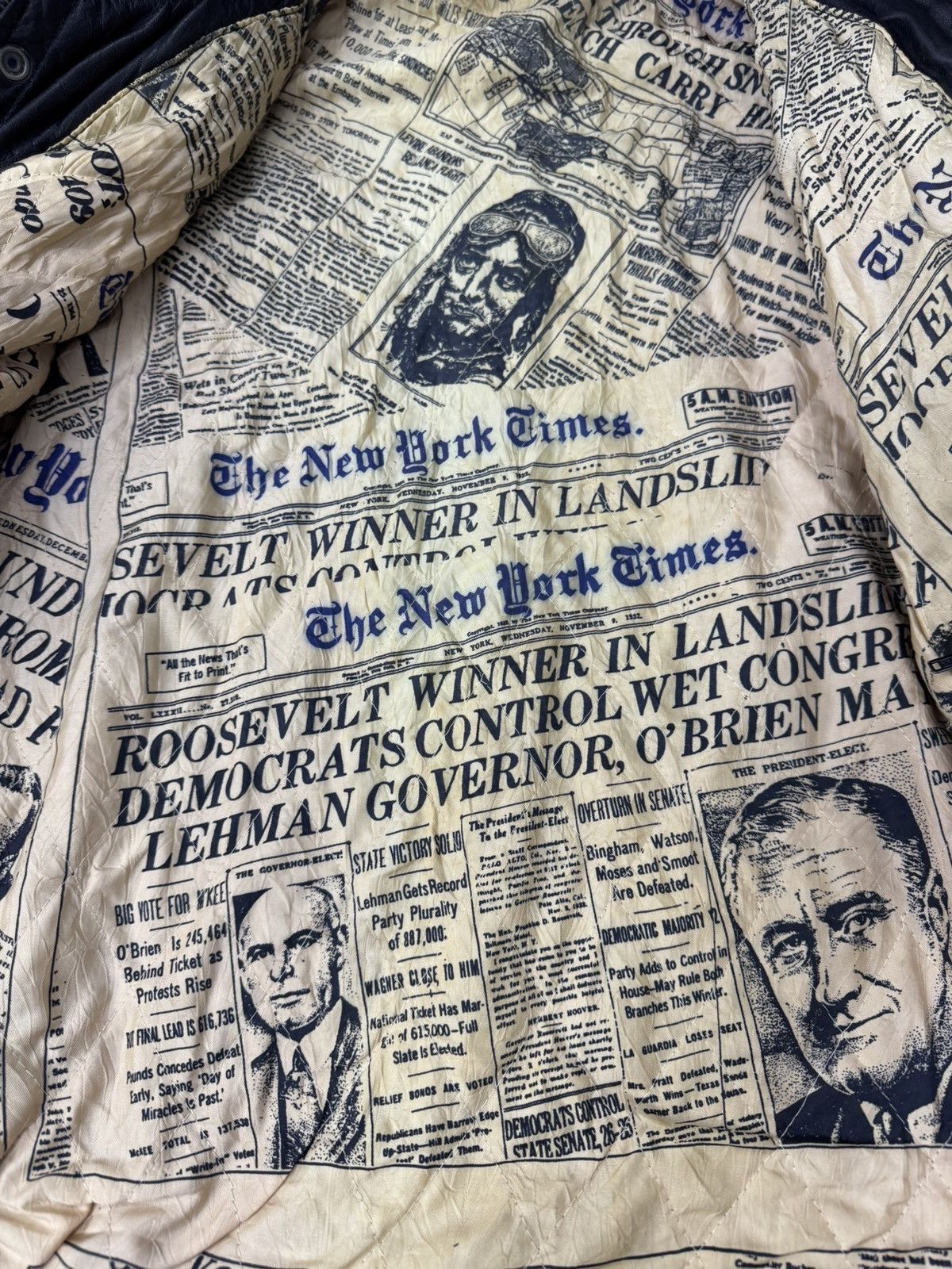 Vintage Vintage Leather Jacket The New York Times" newspaper Size US L / EU 52-54 / 3 - 7 Thumbnail