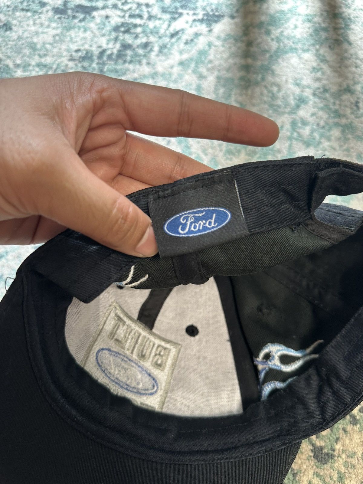 Ford × Vintage Vintage Ford Racing Black and Blue Flames Fire Baseball Cap Size ONE SIZE - 7 Thumbnail