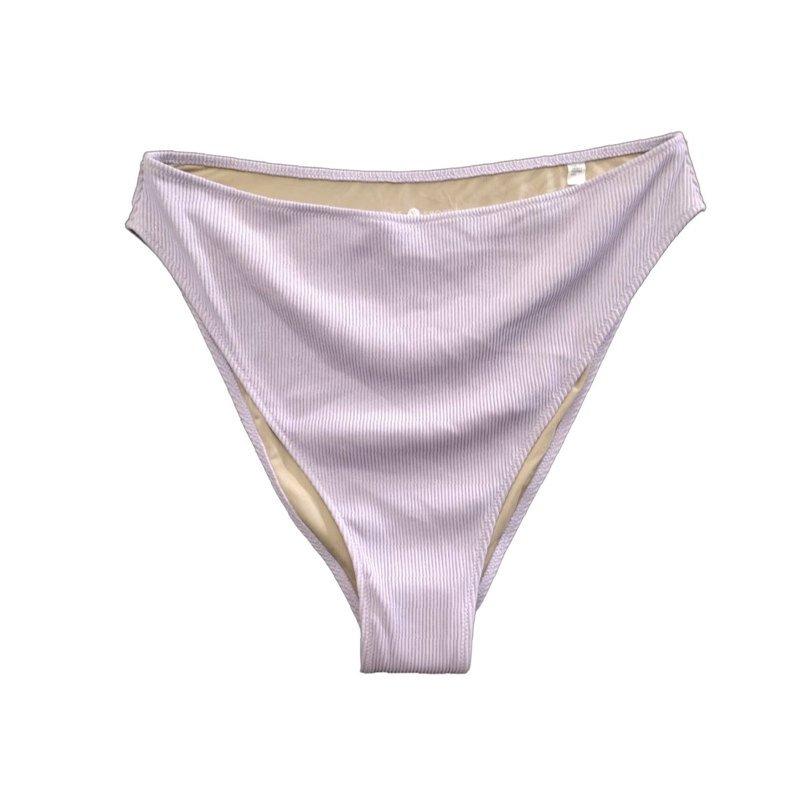 Vintage Shade & Shore Women's Ribbed High Rise Cheeky Bikini Bottom Light Purple XL Size 40" / US 18 - 1 Thumbnail