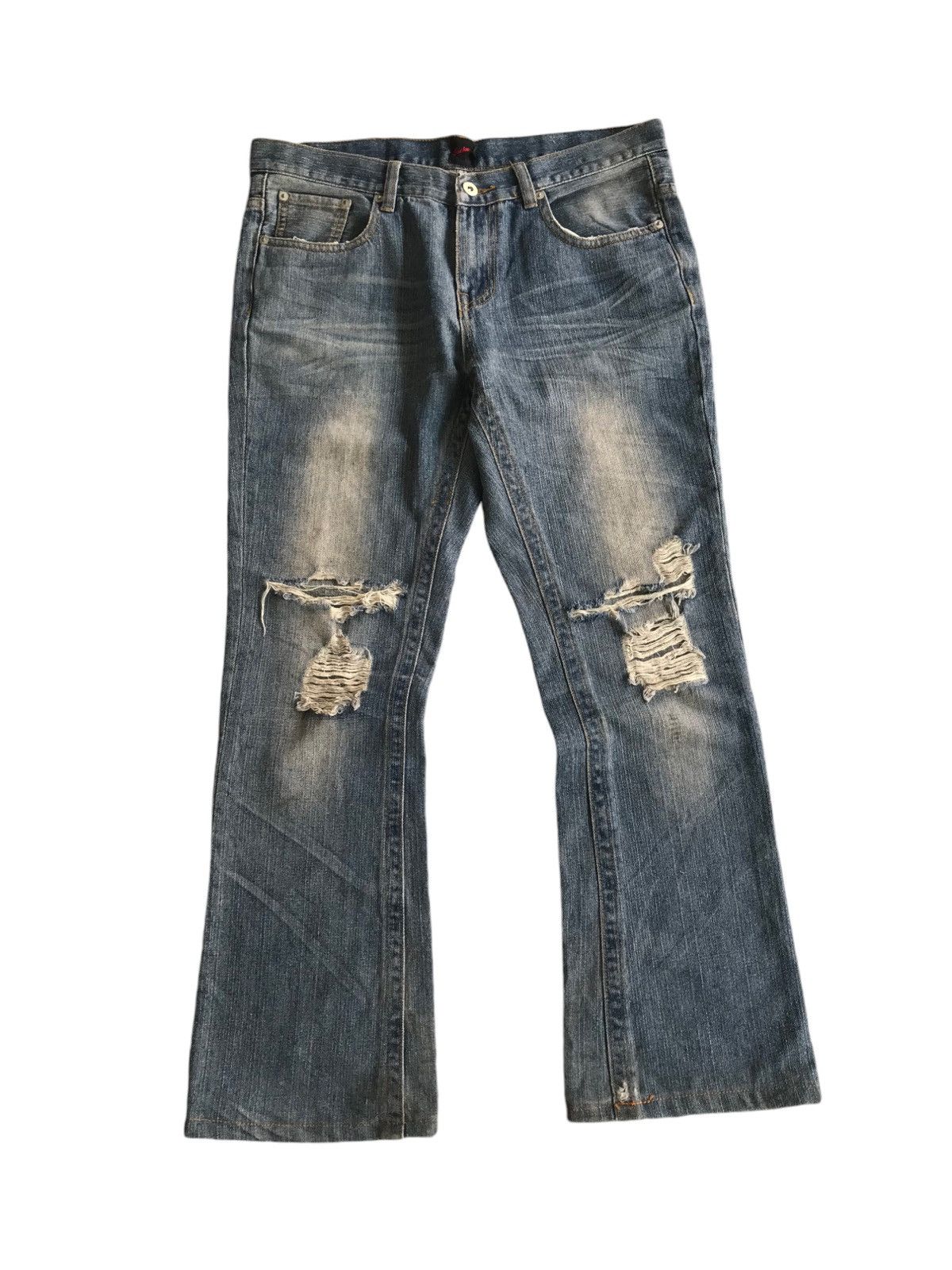 If Six Was Nine × Japanese Brand × Le Grande Bleu (L.G.B.) Jackrose Distressed Flare Denim Size US 33 - 1 Thumbnail