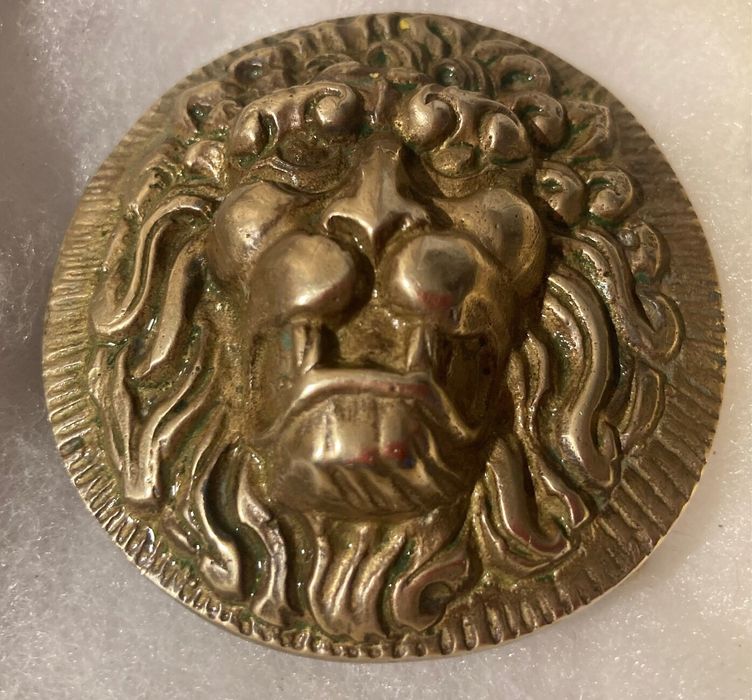 Vintage Vintage Metal Belt Buckle, Brass, Lions Head, Lion, King of