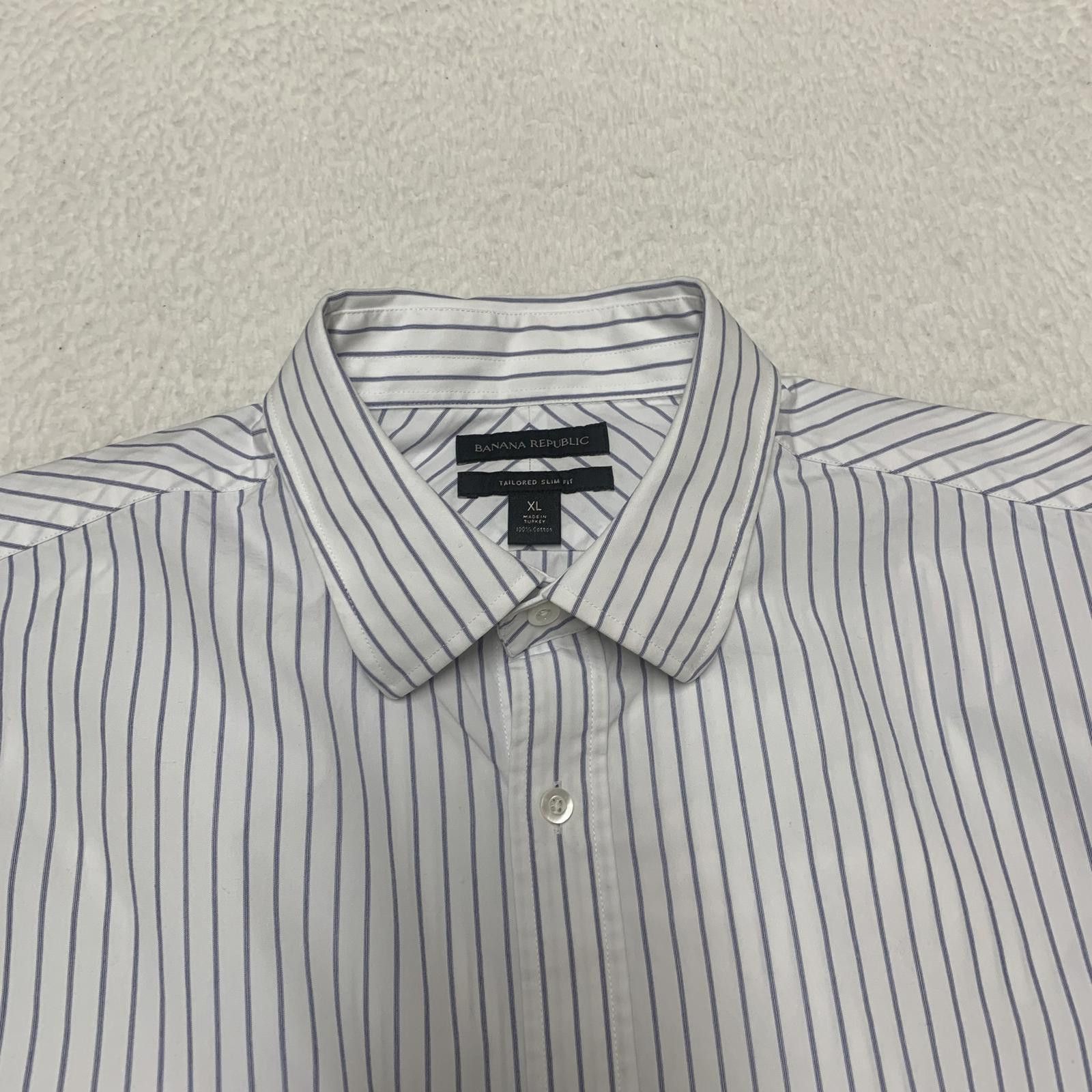 Banana Republic Banana Republic XL Slim Fit Striped Button-Up Shirt Size US XL / EU 56 / 4 - 2 Thumbnail