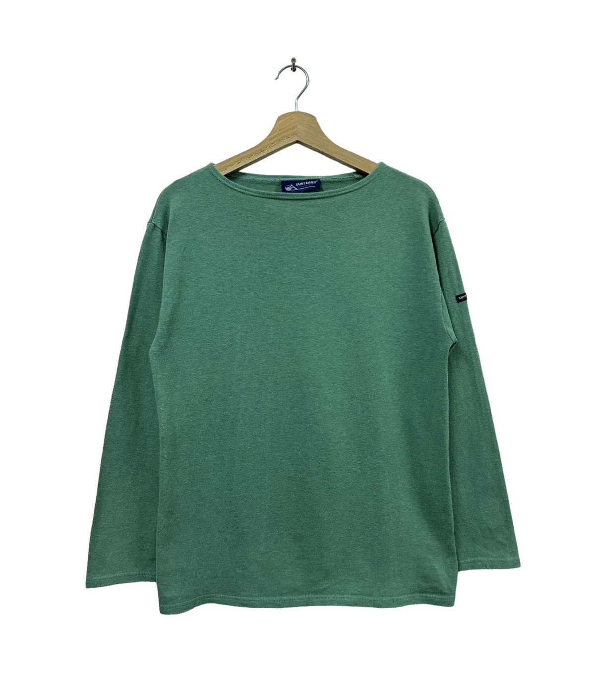 image of VtgSaint James Boatneck Heavy Cotton Longsleeve Tee in Green, Men's (Size Medium)