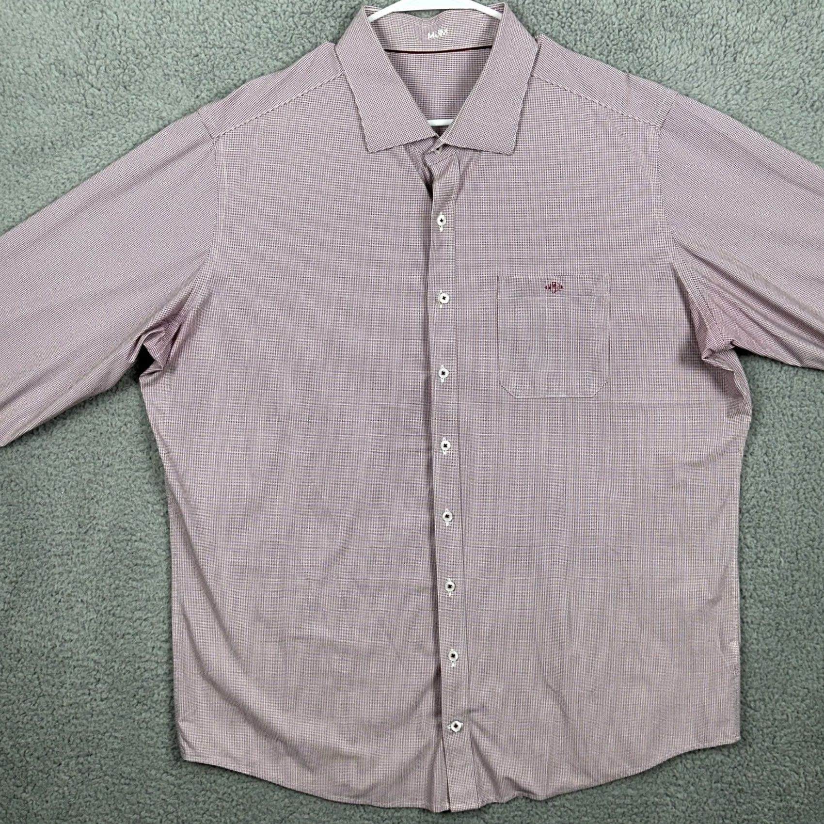 Vintage J. Hilburn Shirt Button Up Mens 3XL Maroon White Geometric Long Sleeve Casual Size US XXL / EU 58 / 5 - 3 Thumbnail