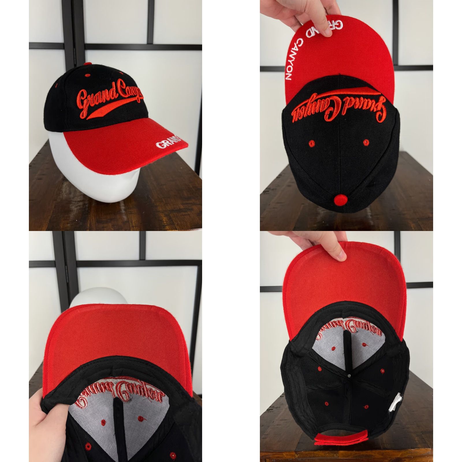 Vintage Arizona Grand Canyon Hat Cap Strap Back Adult Red Black Embroidered Acrylic Size ONE SIZE - 8 Thumbnail