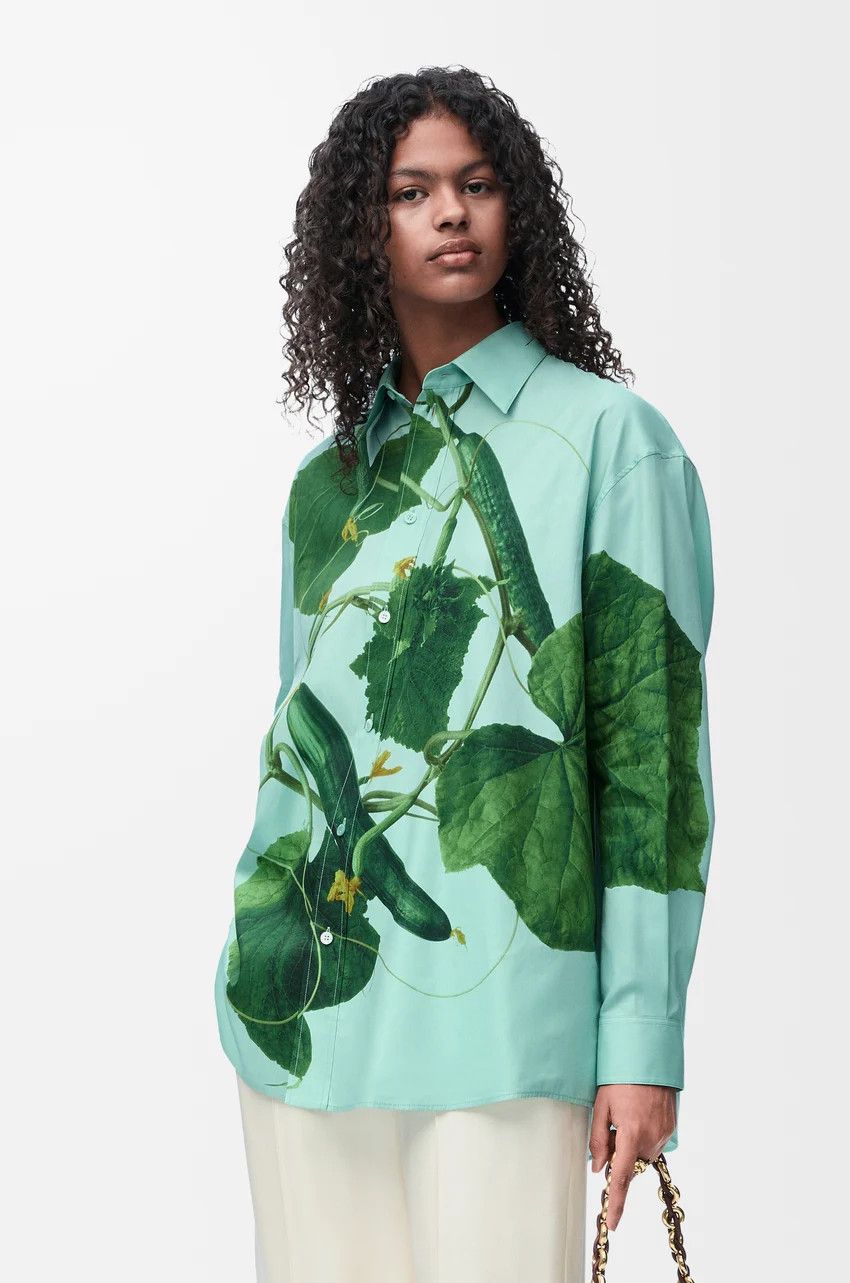Loewe o1loc1c0525 Shirt In Cotton And Silk in Blue/Green Size M / US 6-8 / IT 42-44 - 3 Thumbnail