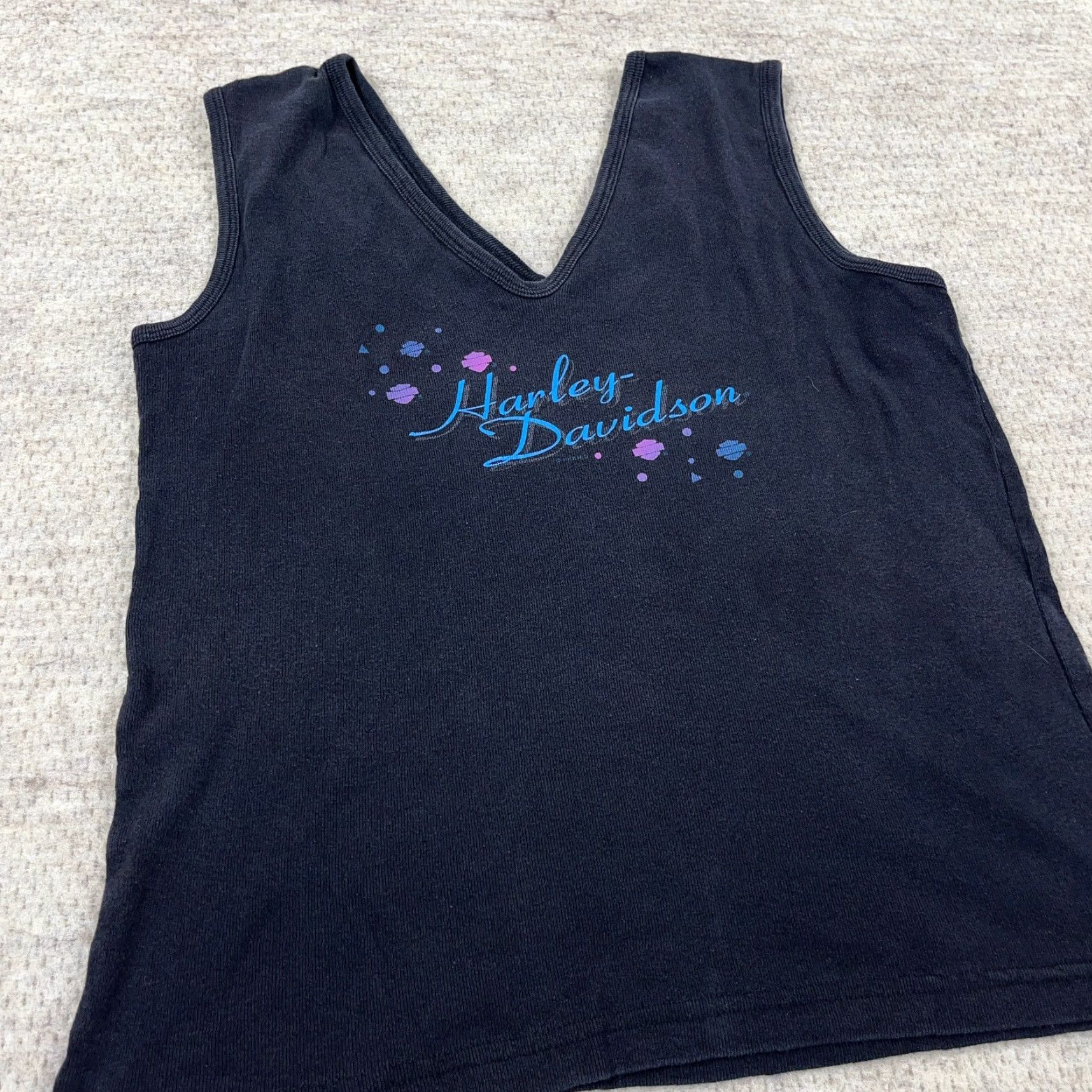 Harley Davidson VINTAGE Harley-Davidson Shirt Women L Black Tank Top V Neck Faded Tattoo Size L / US 10 / IT 46 - 6 Thumbnail