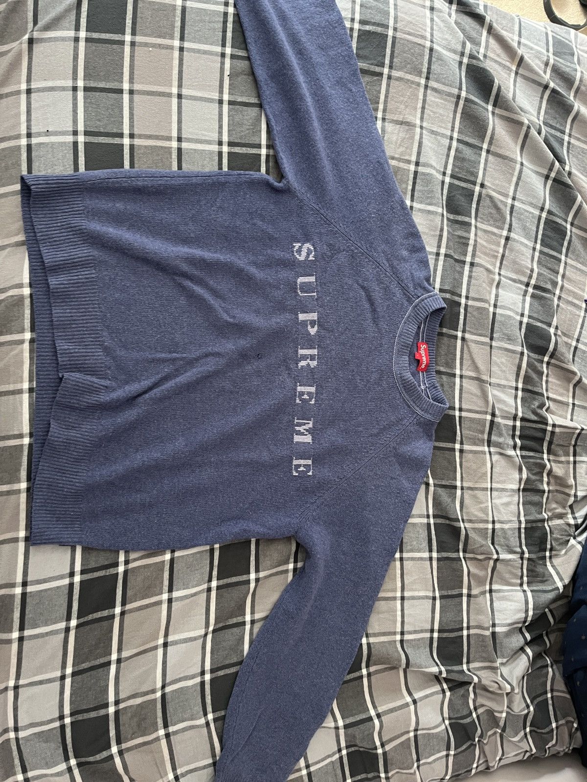 Supreme Supreme stone washed sweater navy Size US L / EU 52-54 / 3 - 5 Thumbnail