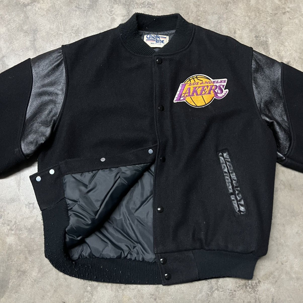 NBA × Vintage Vtg 80’s NBA Los Angeles Lakers 🇺🇸 Chalk Line Varsity Jacket Size US M / EU 48-50 / 2 - 3 Thumbnail