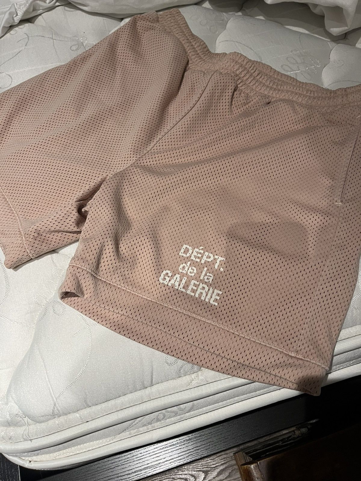 Beige gallery dept mesh shorts