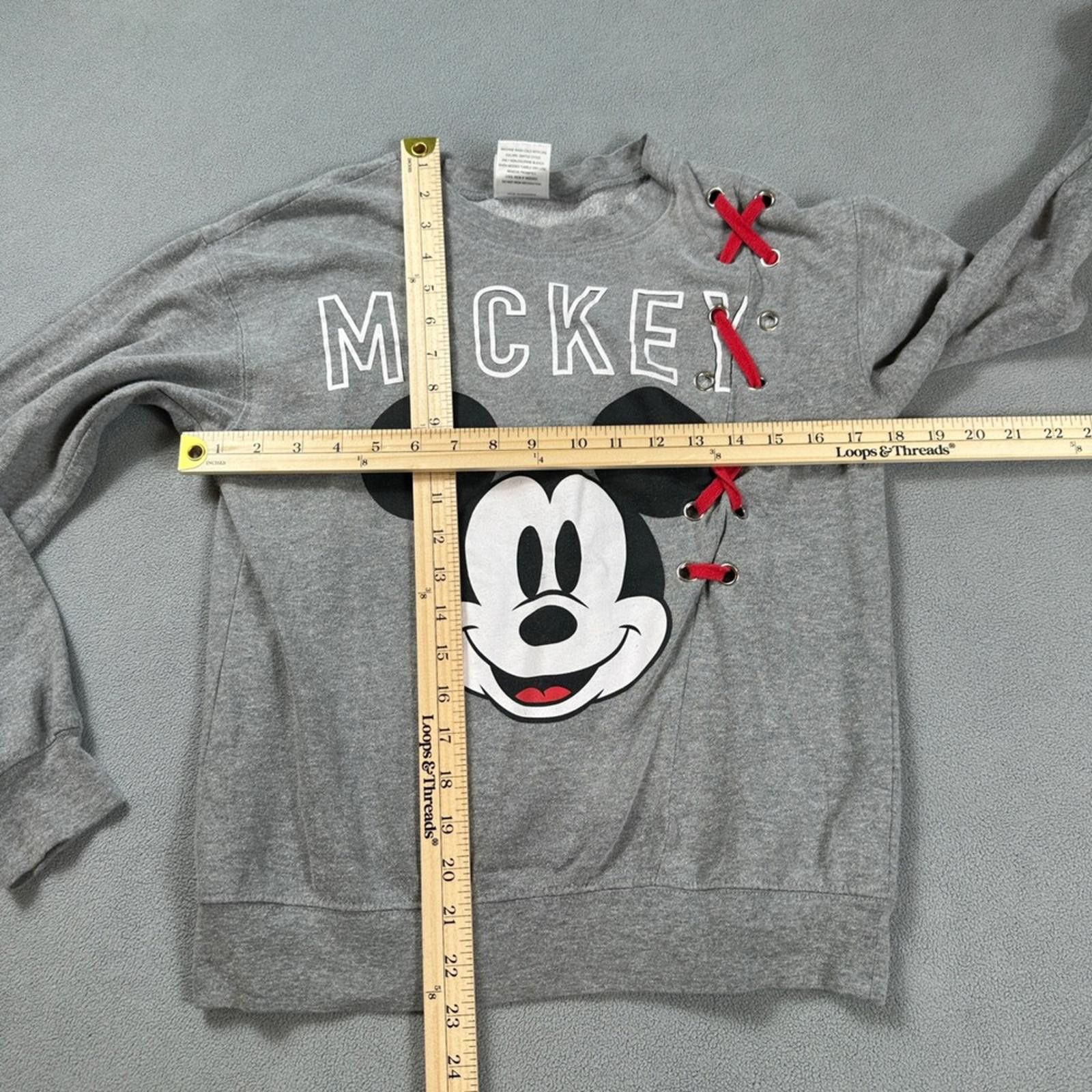 Disney Disney Mickey Mouse Sweatshirt Women XS Grey Red Lace Up VTG Size XS / US 0-2 / IT 36-38 - 3 Thumbnail