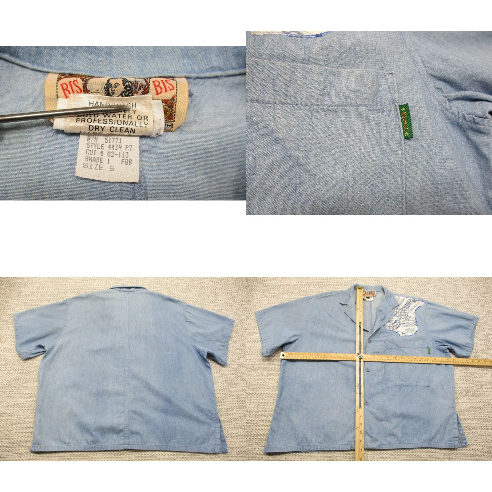 Vintage BIS Gene Ewing Ladies Vintage Western Shirt Blouse Small Denim Blue Shirt Womens 1980s Casual Size S / US 4 / IT 40 - 8 Thumbnail