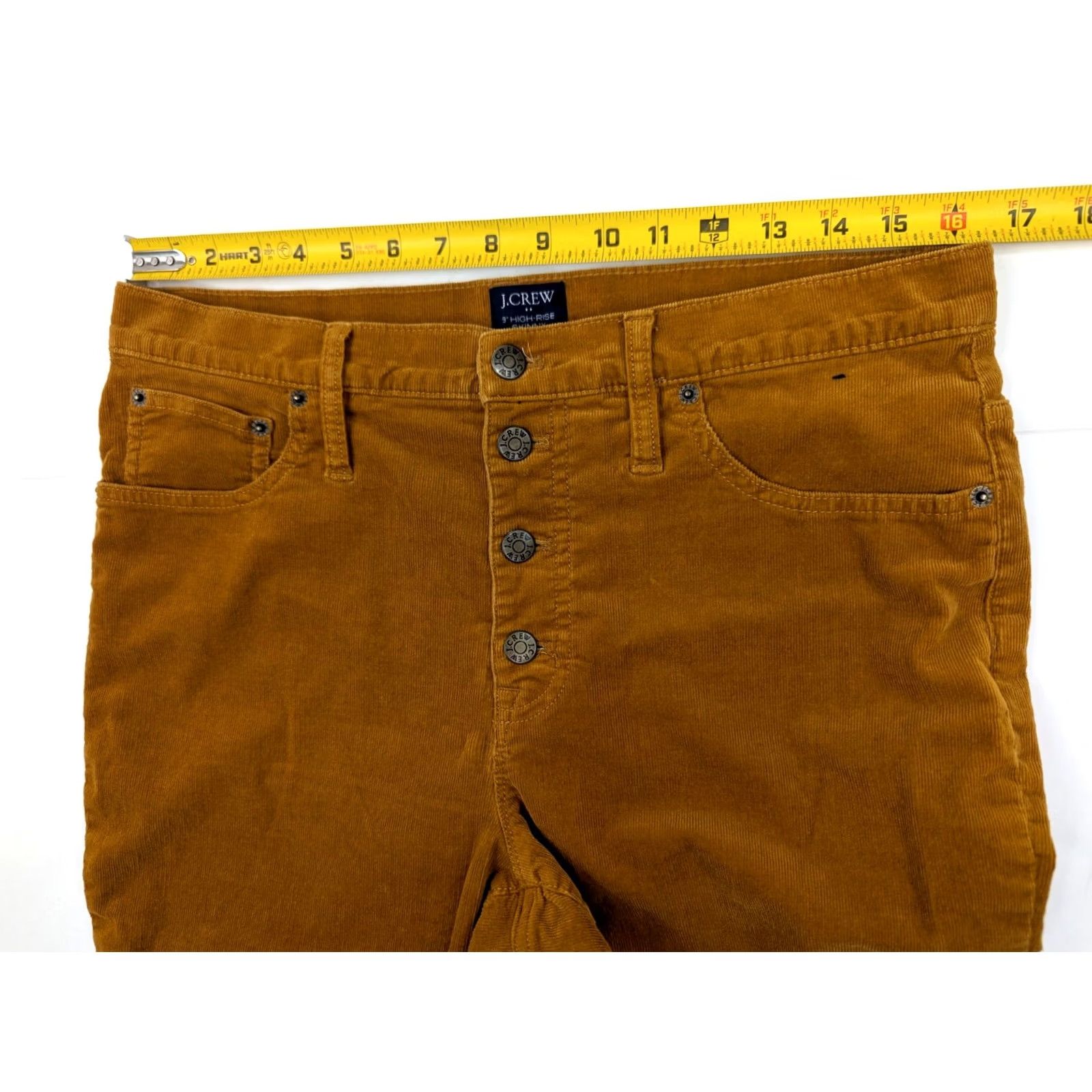 J.Crew J.CREW 9" High-Rise Skinny Pants Womens 33 Honey Mustard Corduroy Button Front Closure Shoes? Size 24" / US 00 / IT 34 - 6 Thumbnail