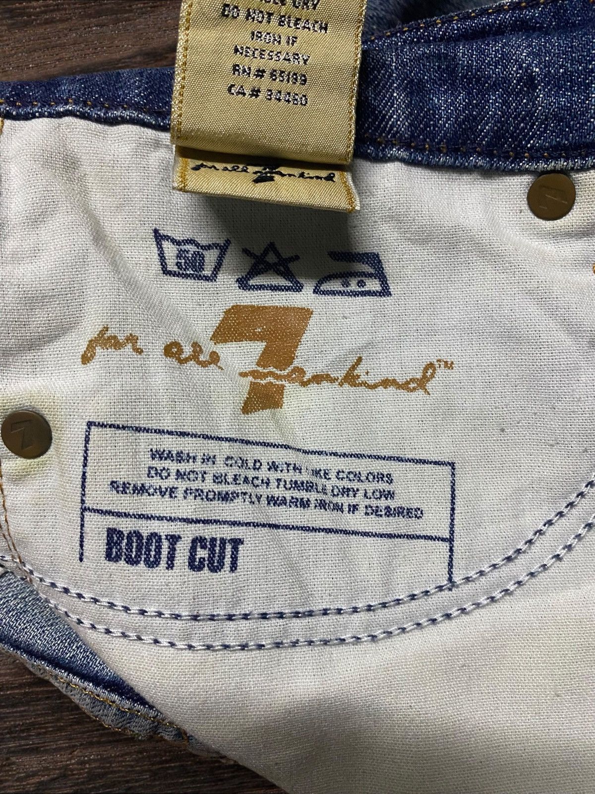 7 For All Mankind × The Great China Wall Vintage 7 All Mind Kind Faded Wash Distressed Flare Jeans Size US 31 - 23 Thumbnail