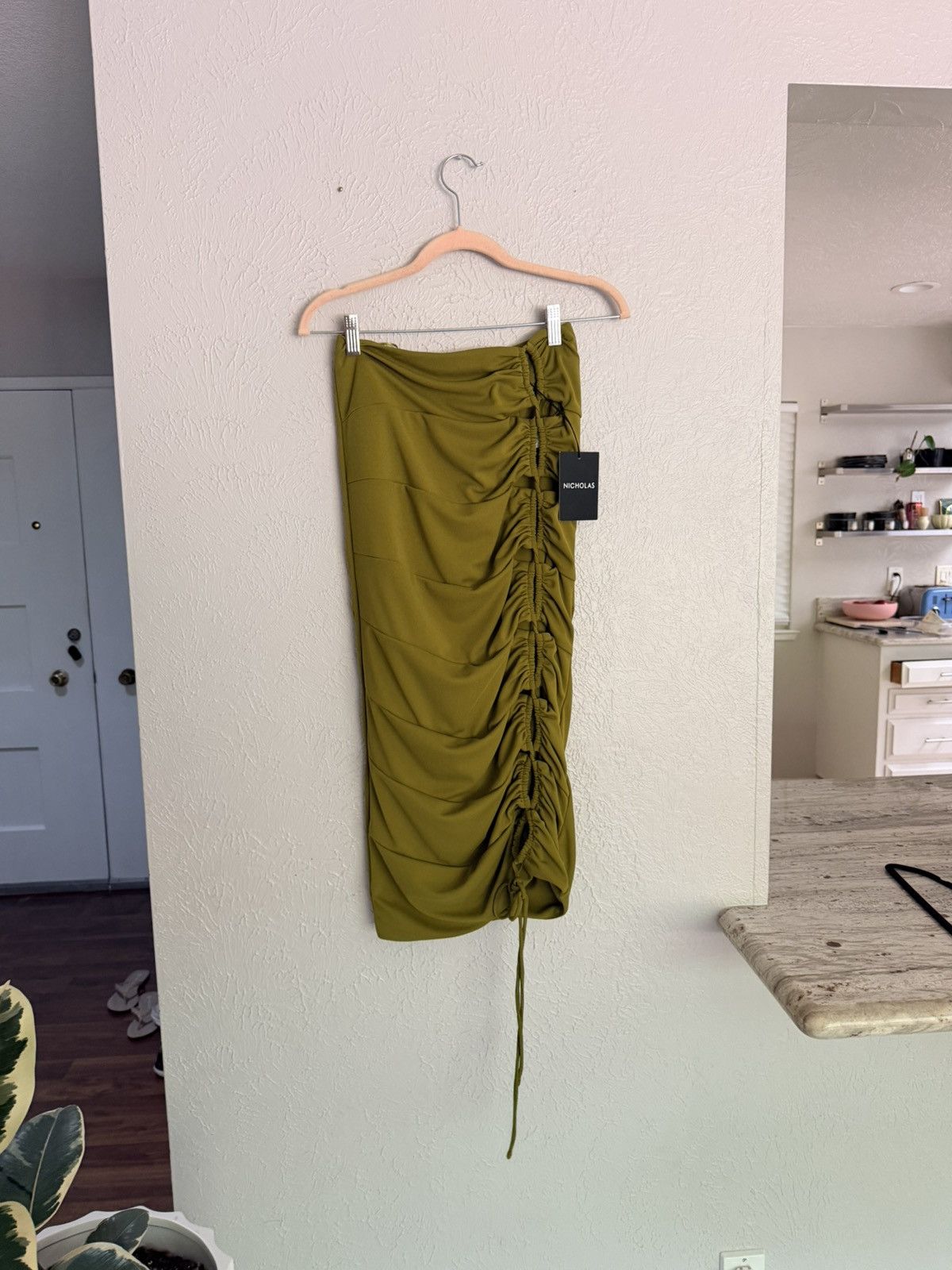 NICHOLAS Nicholas Pauline cutout bodycon ruched midi skirt 2 NWT Size 26" / US 2 / IT 38 - 3 Thumbnail