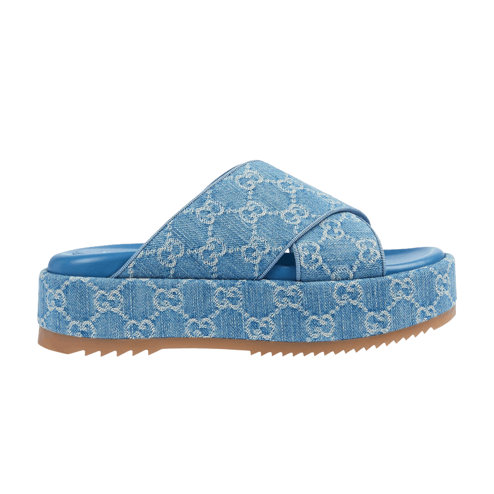 Gucci Gucci GG Denim Platform Slide Sandals SIZE 38 Size ONE SIZE - 1 Thumbnail