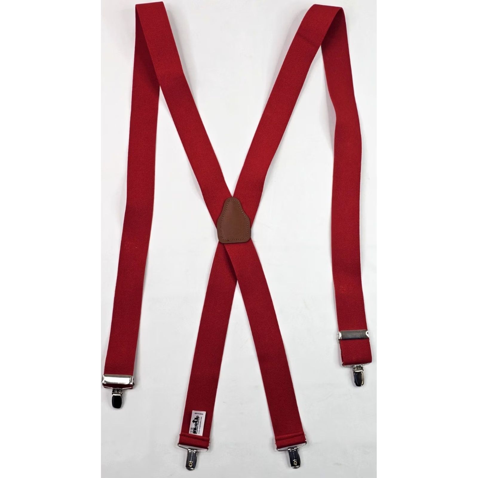 Vintage Hold Up Red Suspender Leather Elastic 1.5" W Y-Back Silver Clasp Mens Clip Vintage? No Size ONE SIZE - 3 Thumbnail