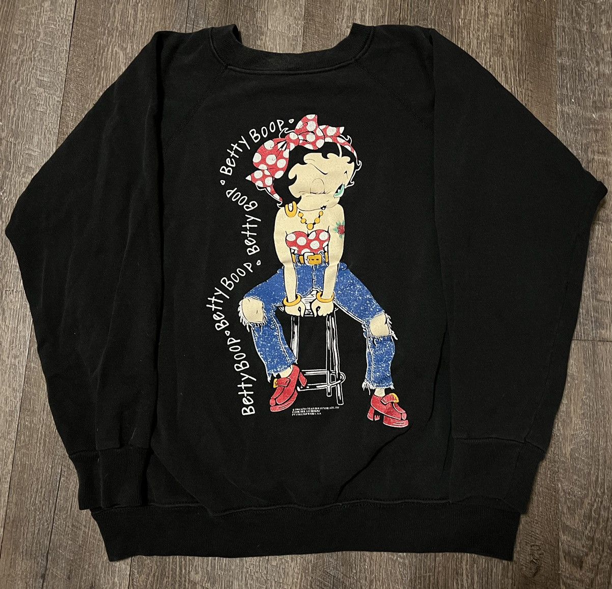 Hanes × Vintage Vintage Betty Boop Barstool Rose Tattoo Sweater Size XL / US 12-14 / IT 48-50 - 1 Thumbnail