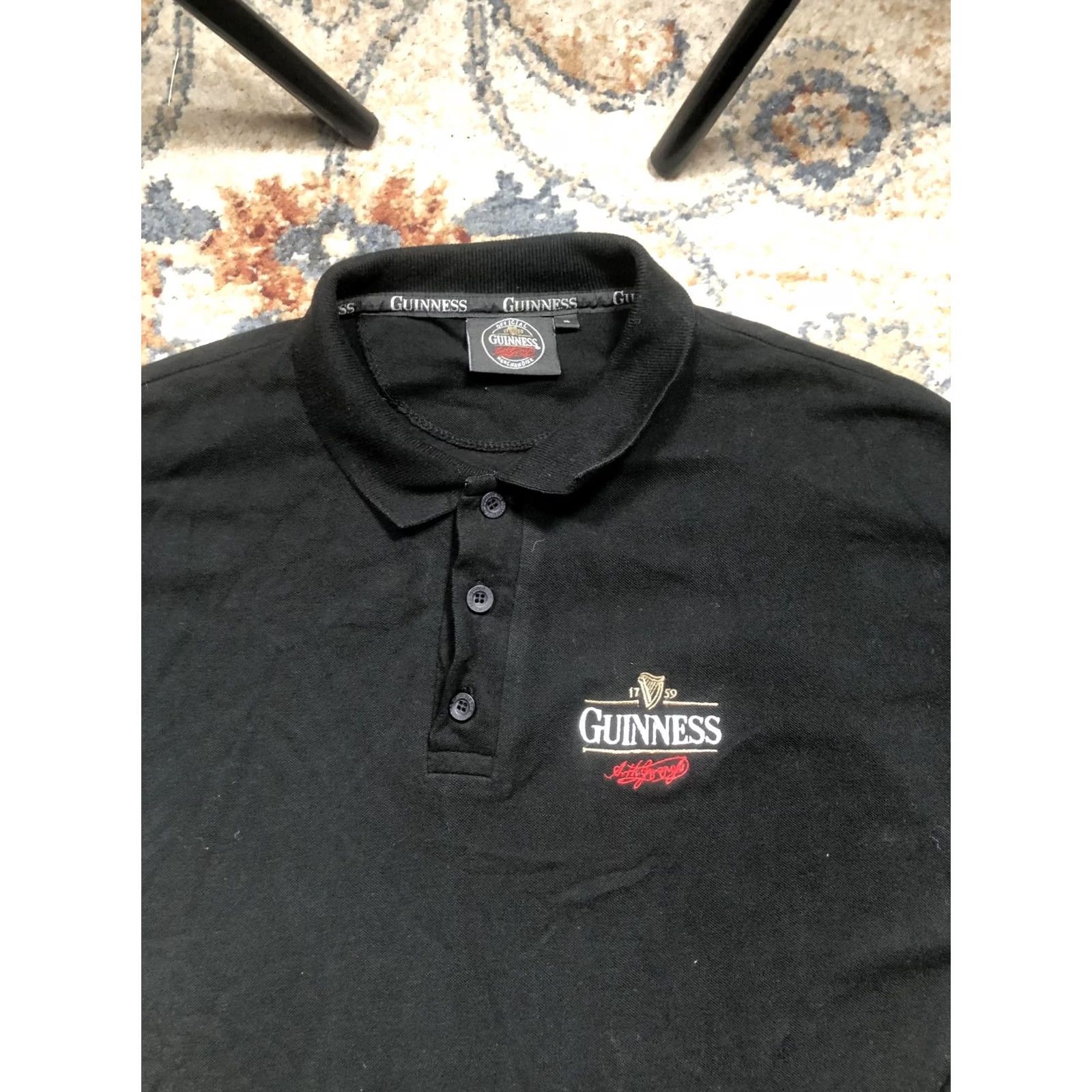 Vintage Guinness Polo Shirt Mens XL Black Short Sleeve Logo Harp Official Merchandise Polo Shirt Size US XL / EU 56 / 4 - 2 Thumbnail
