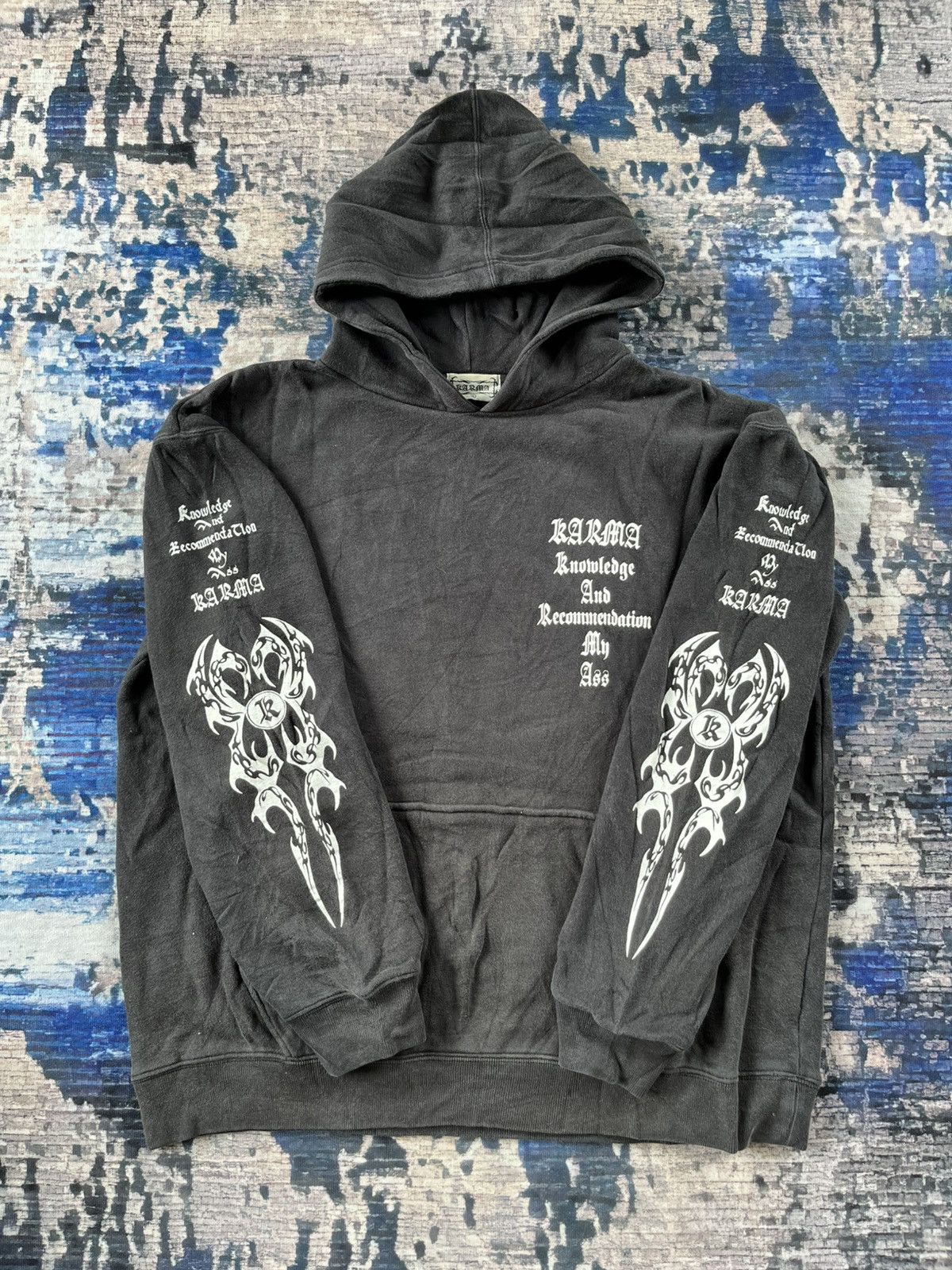 Japanese Brand × Vintage 🔥RARE Karma 90s Anarchist Punk Hoodie Size US L / EU 52-54 / 3 - 1 Thumbnail