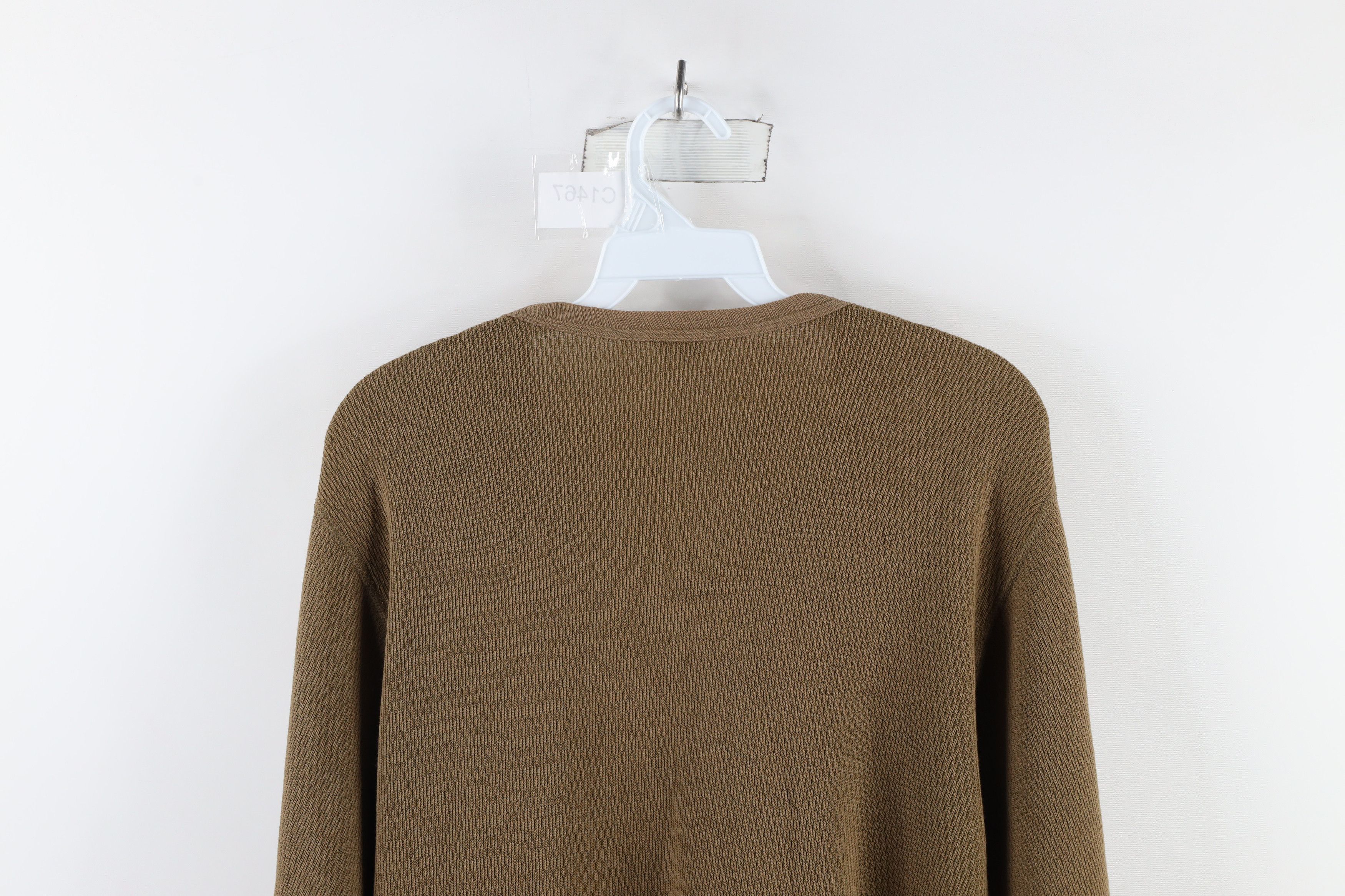 Vintage Vintage 90s Streetwear Waffle Knit T-Shirt Drab Brown USA Size US XL / EU 56 / 4 - 10 Thumbnail