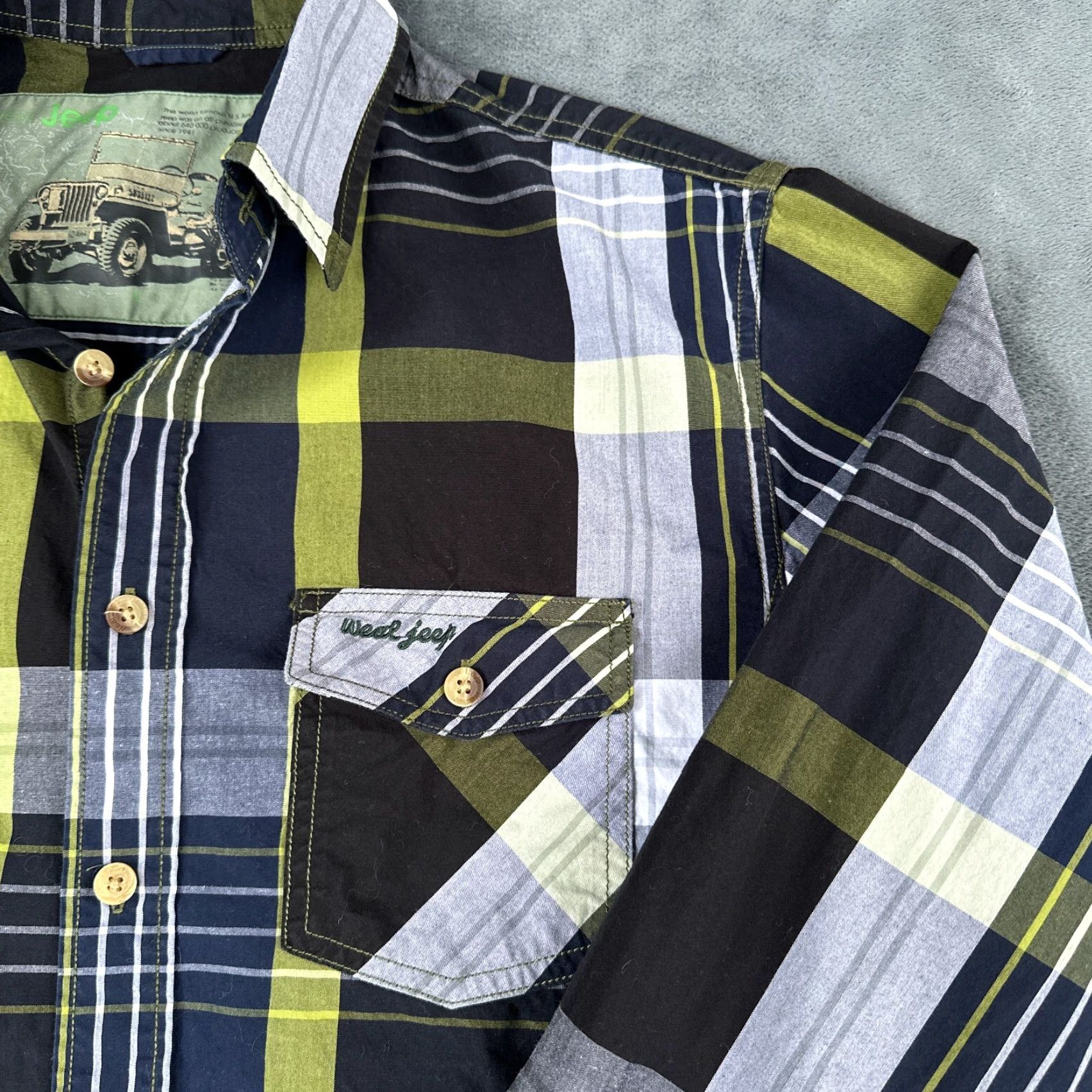 Jeep Jeep Shirt Mens Small Black Green Plaid Military Willys MB Weal Size US S / EU 44-46 / 1 - 5 Thumbnail