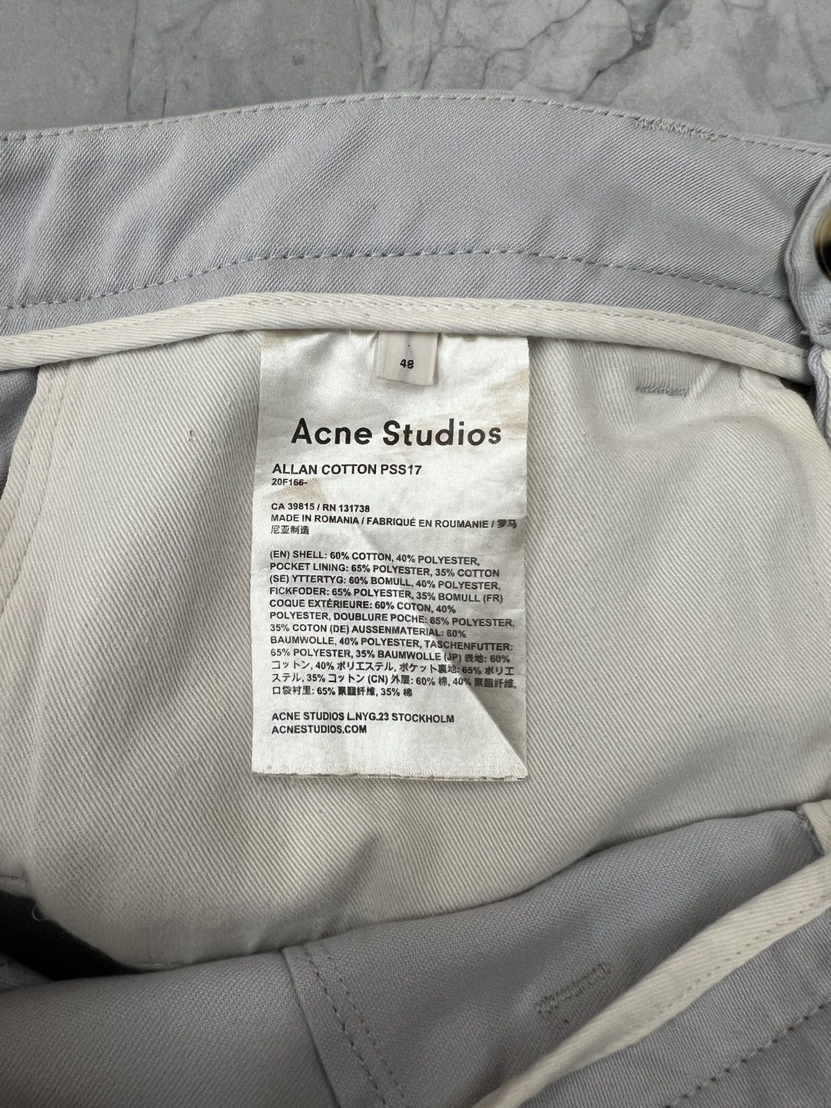 Acne Studios Acne Studios Straight Wide Chino Size US 33 - 14 Thumbnail