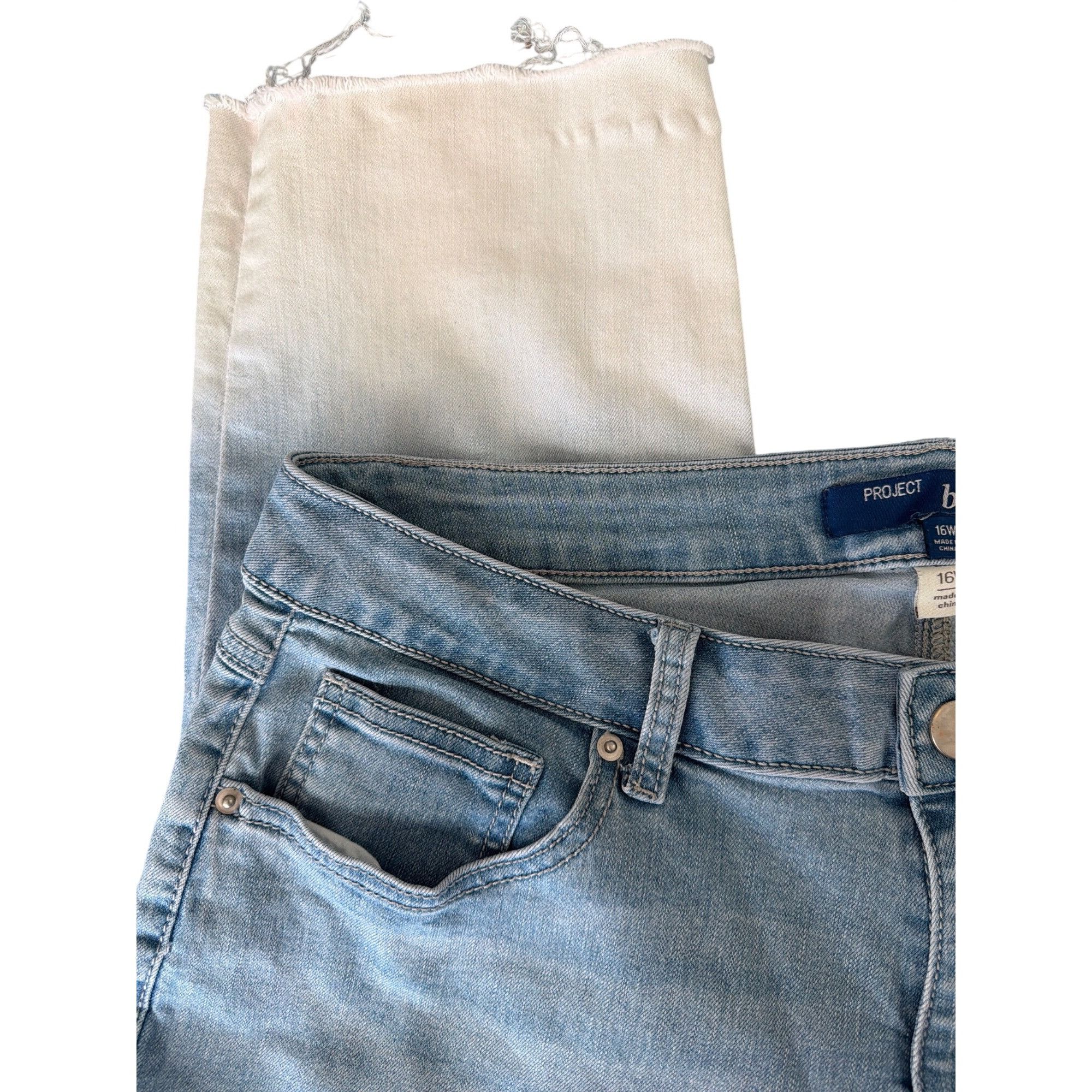 Other Project Blue Ombre Raw Hem Denim Jeans Cropped Plus Size 16W Size 38" / US 16 / IT 52 - 3 Thumbnail