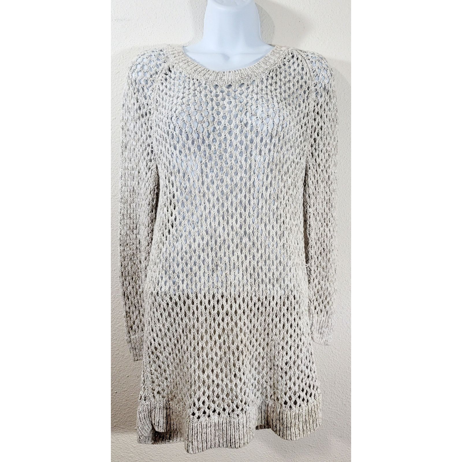 Gap Gap Beige Tan Crew Neck Open Knit Chunky Sweater Top Large Size L / US 10 / IT 46 - 1 Thumbnail