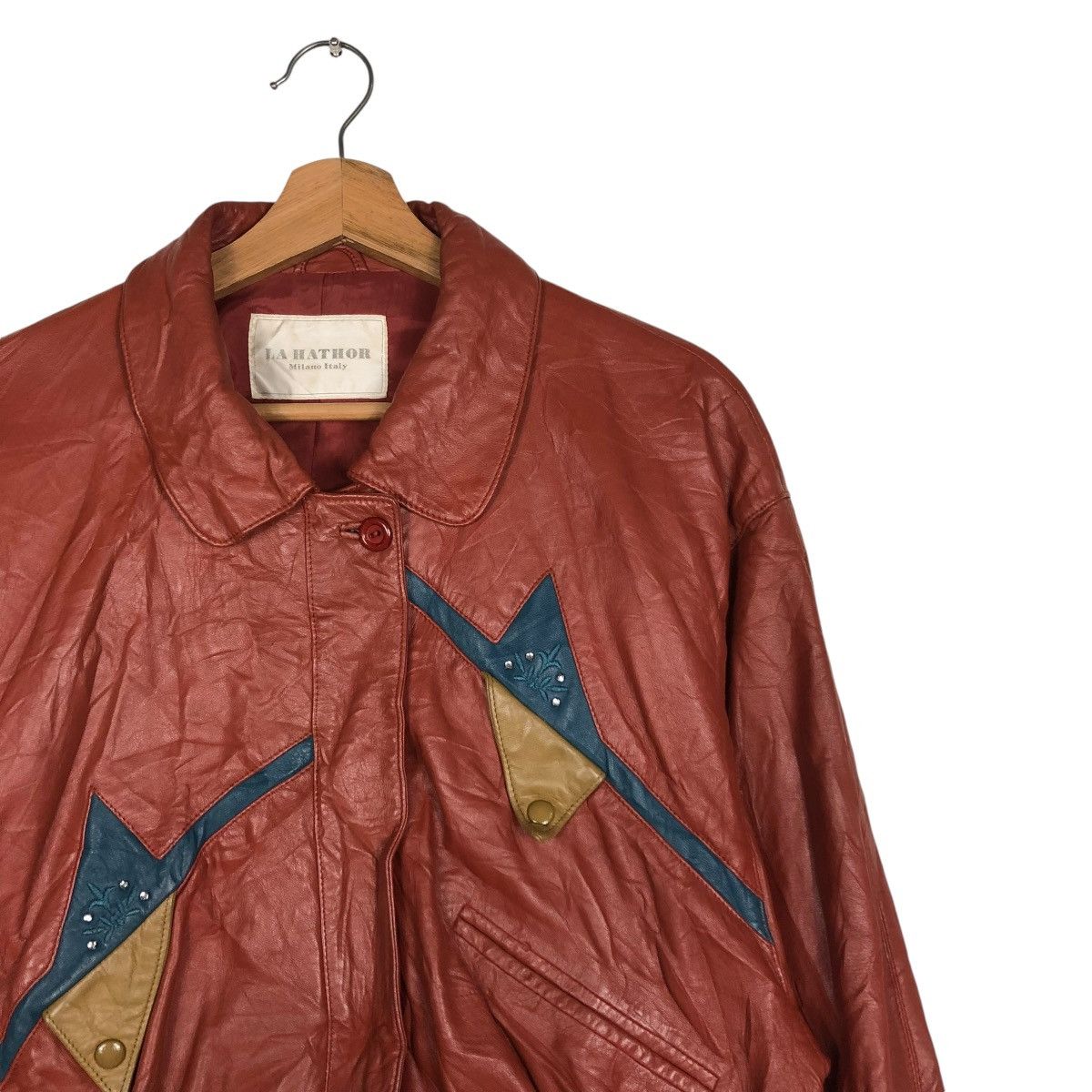 Japanese Brand 🔥VINTAGE BIKER LEATHER JACKET LA HATHOR ISSEY MIYAKE Size US M / EU 48-50 / 2 - 8 Thumbnail
