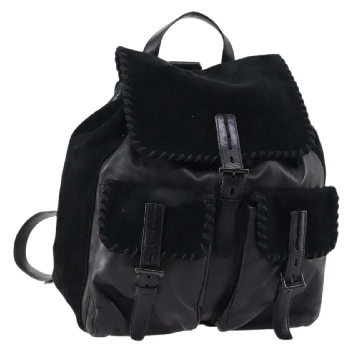 Prada Prada Vela Double Front Pocket Backpack Leather Size ONE SIZE - 1 Thumbnail