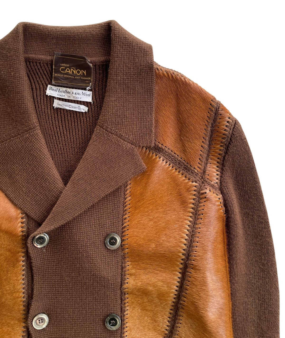 Vintage RARE❗️1950s Canon Real Fur Horse Leather Knit Size US M / EU 48-50 / 2 - 4 Thumbnail