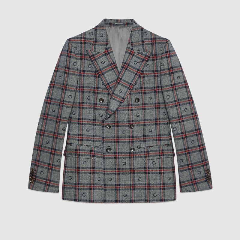 Gucci o1s1wg110426 G Check Wool Jacket in Grey Size US S / EU 44-46 / 1 - 1 Thumbnail