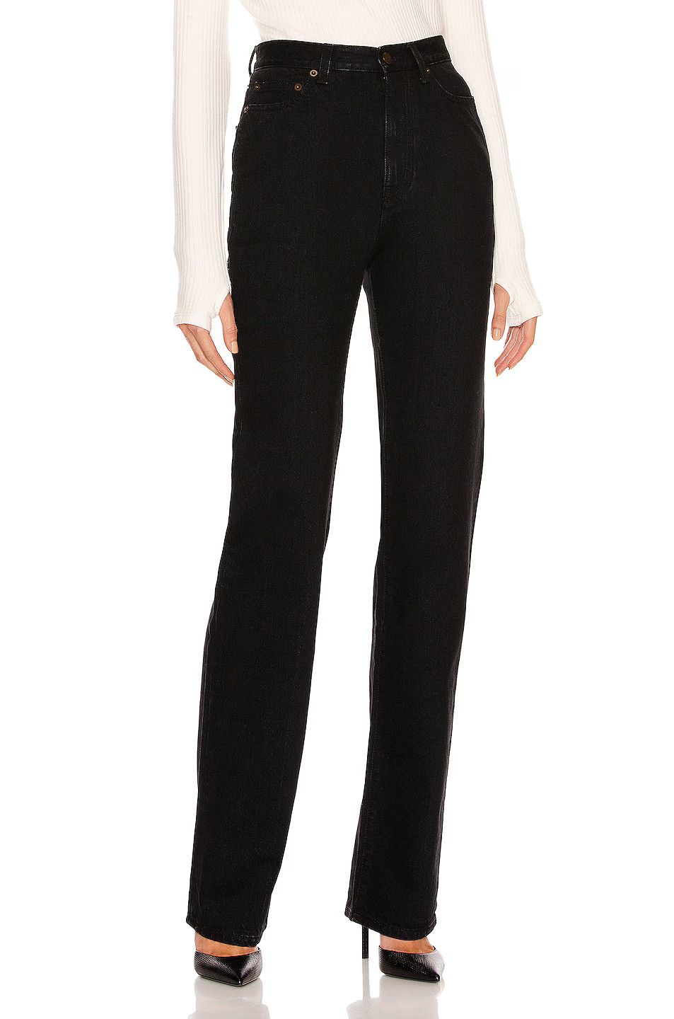 Saint Laurent Paris o1s1wg110924 90's Highwaist Jeans Stonewash Denim in Black Size 24" / US 00 / IT 34 - 1 Thumbnail