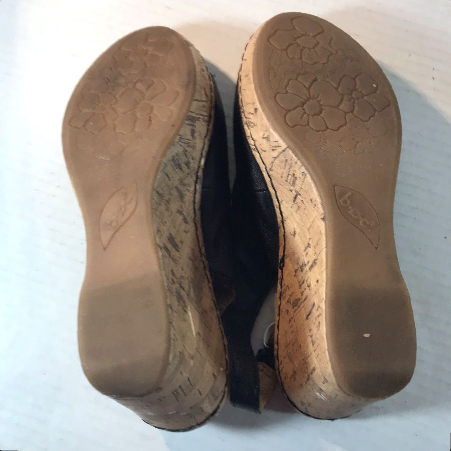 Born Born Concept Black Leather Floral Wedge Slingback Shoes Women’s Size 6M Summer Casual Heel Size US 6 / IT 36 - 7 Thumbnail