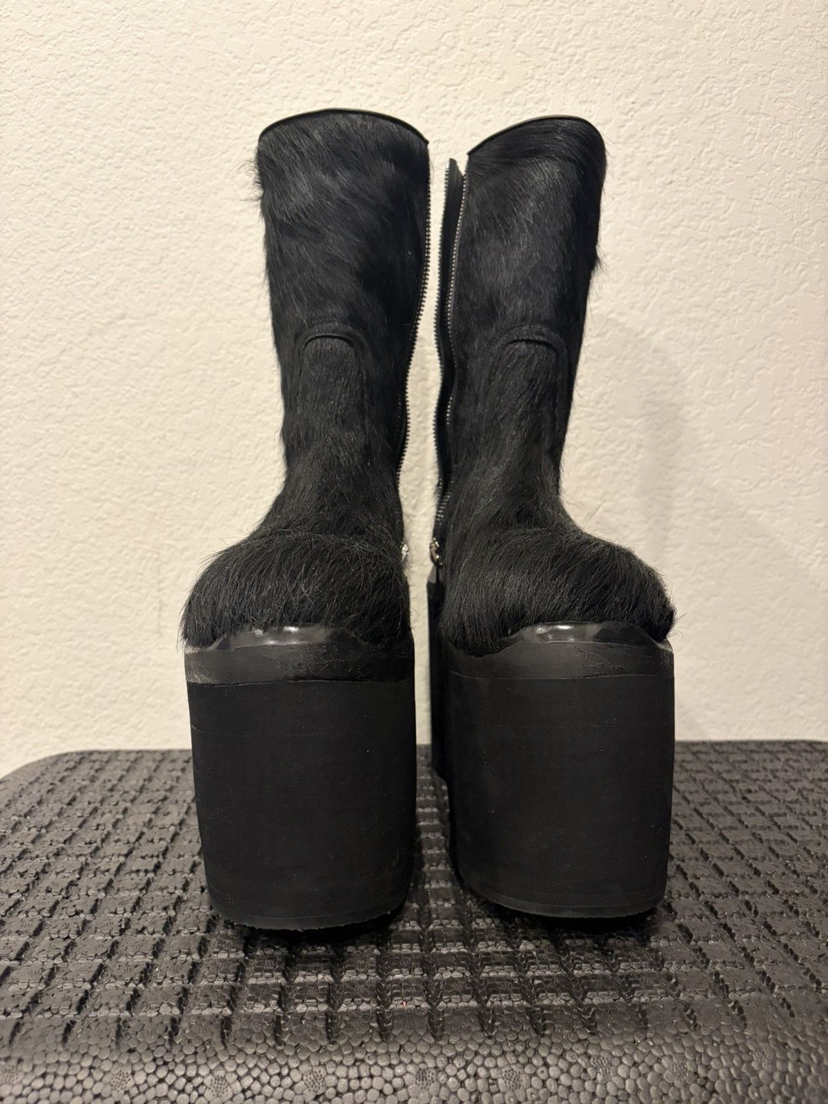 Rick Owens Rick Owens Black Bozo Tractor Calf Hair Creeper Zipper Boot Size US 9 / EU 42 - 3 Thumbnail