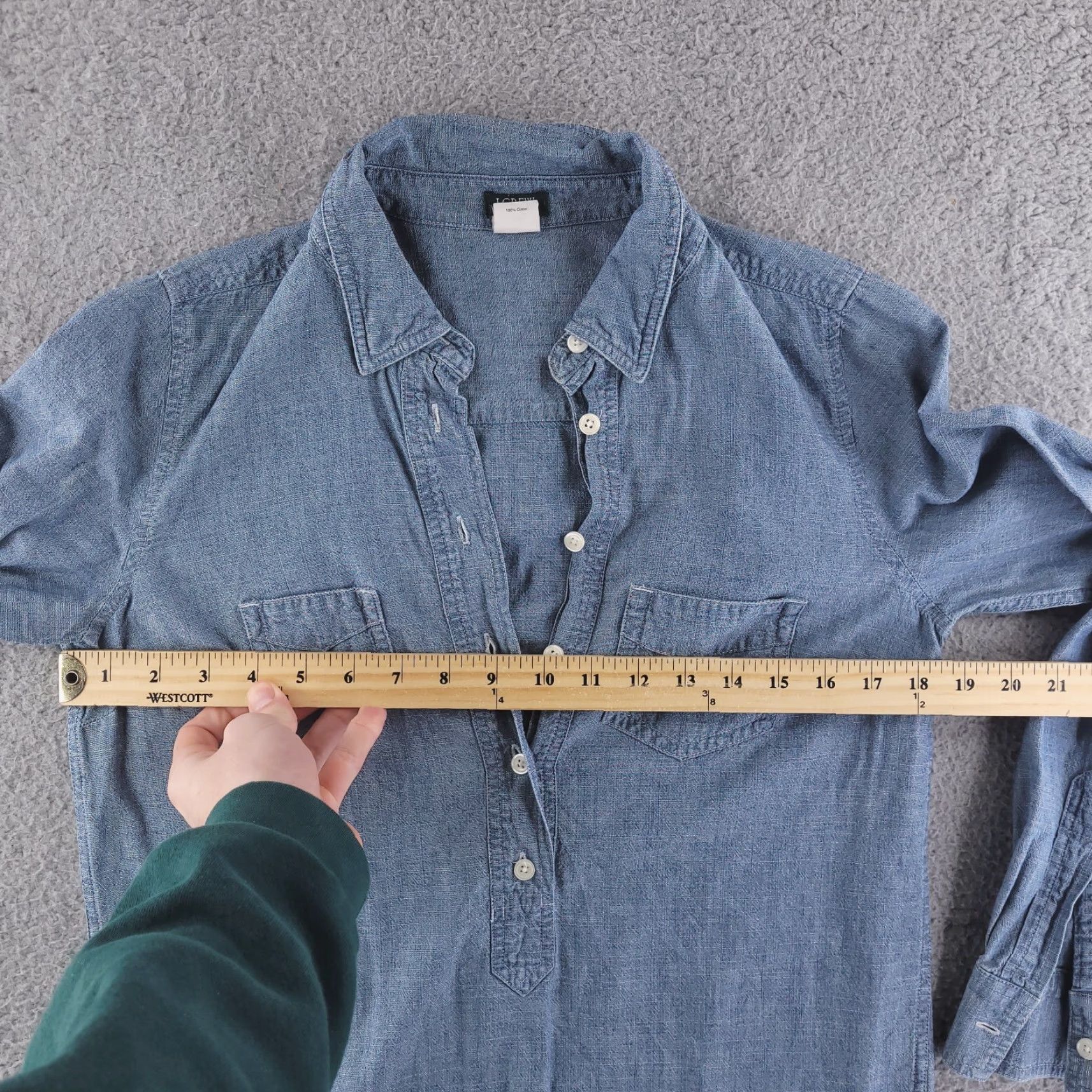 J.Crew J Crew Shirt Womens XS Blue Chambray Popover Button Denim Shirt Size XS / US 0-2 / IT 36-38 - 6 Thumbnail
