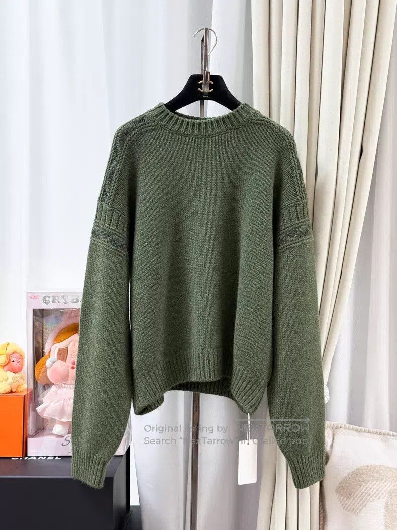 Loro Piana Loro Piana Moss Green Long Sleeve Cashmere Knit Sweater Size L / US 10 / IT 46 - 1 Thumbnail
