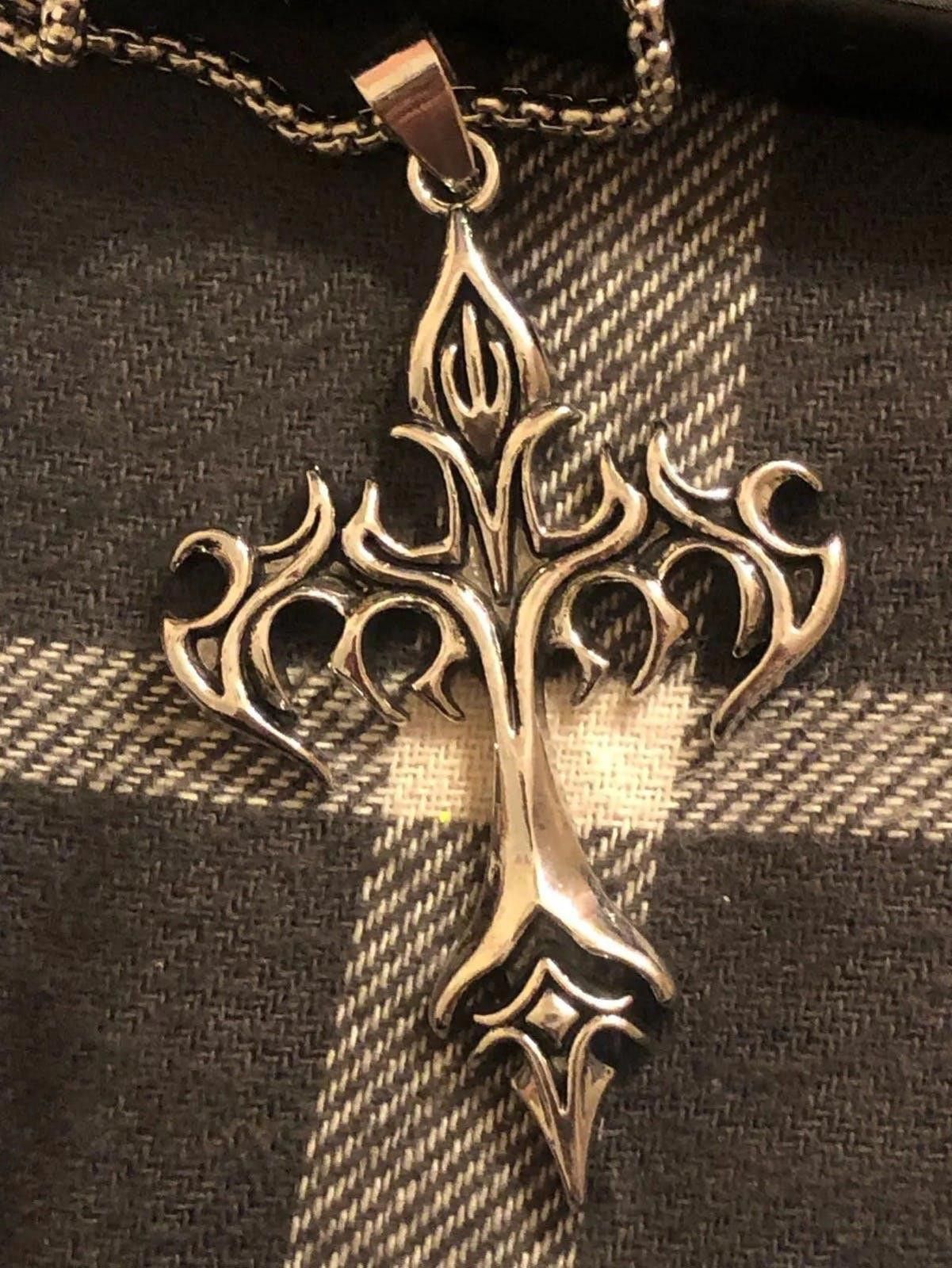 Jewelry Flame Cross Pendant Necklace Size ONE SIZE - 6 Thumbnail