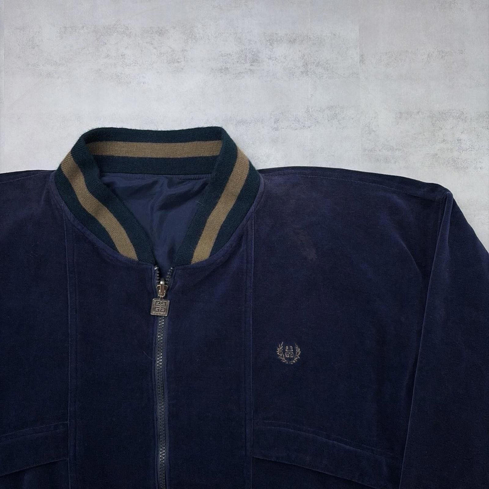 Givenchy Vintage 90’s Navy Givenchy Deadstock Silk Velour Jacket Size US XL / EU 56 / 4 - 5 Thumbnail