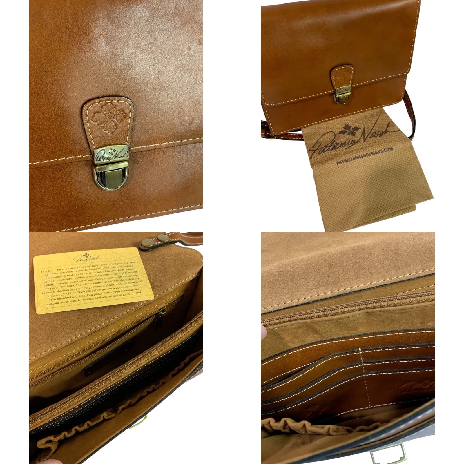 Patricia Nash VINTAGE Patricia Nash Crossbody Bag Leather Brown Flap Organizer Purse Women's 9l x 6h x 2.5d Strap 24" Adjustable Brown Size ONE SIZE - 8 Thumbnail