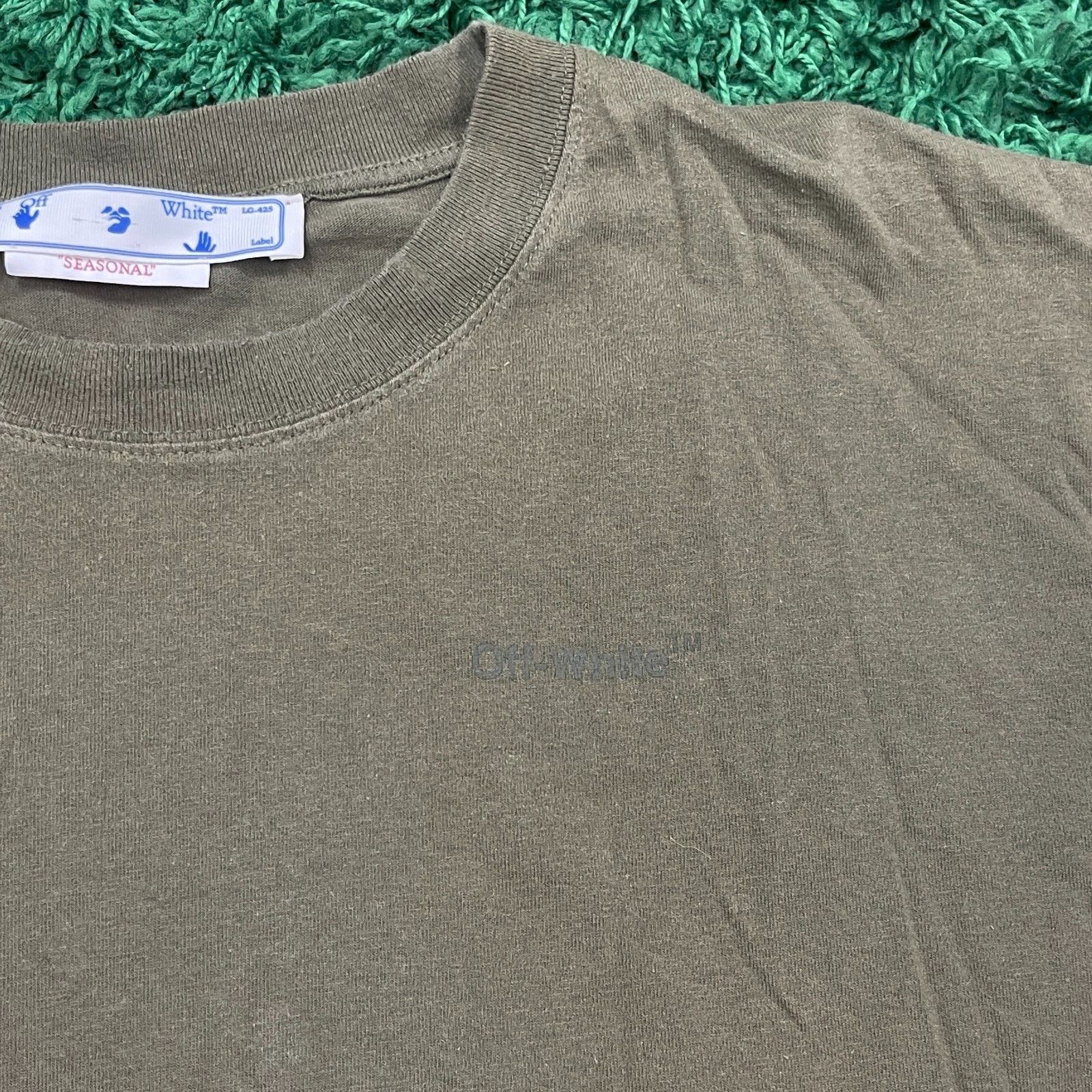 Off-White Off-White Diagonal Tab Logo Olive Green Tee XL Oversized Size US XL / EU 56 / 4 - 8 Thumbnail