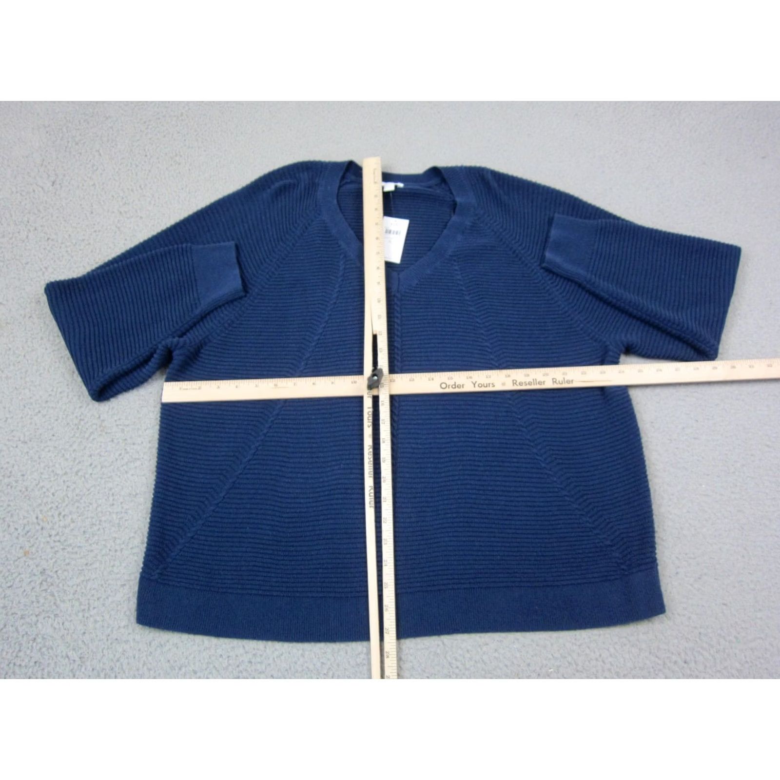 J. Jill J.Jill Sweater XL Blue V-Neck Dolman-Sleeve Pullover Cotton Womens Knit Pullover Casual Blue XL Womens Pullover Sweater Size XL / US 12-14 / IT 48-50 - 6 Thumbnail