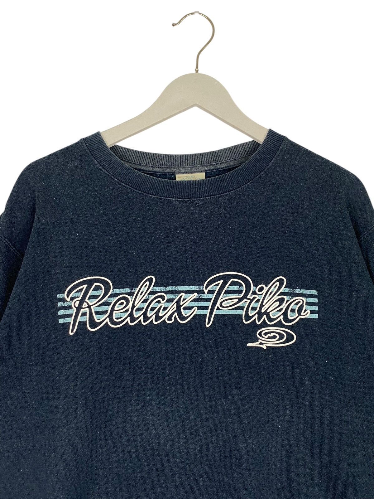 Designer × Vintage Vintage Piko Hawaiian Printed Crewneck Sweatshirt Navy Blue Size US L / EU 52-54 / 3 - 4 Thumbnail
